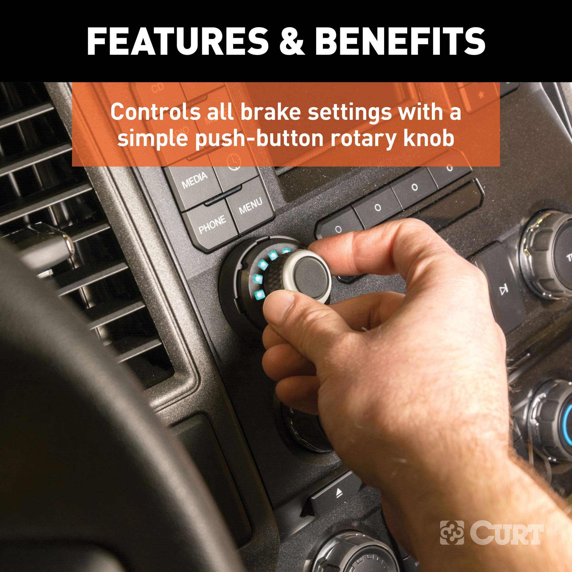 CURT 51170 Spectrum Original Equipment Style Integrated Electric Trailer Brake Controller - Proportional Braking System for Smooth Towing | Perfect for RVs, Boats & Heavy-Duty Trailers