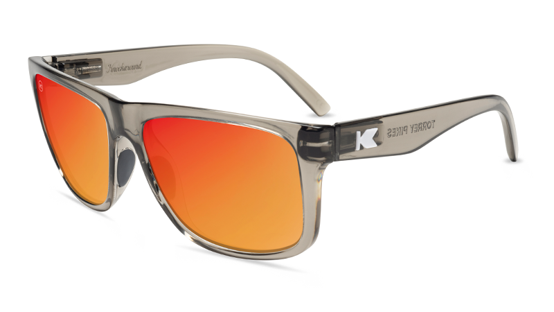 Torrey Pines Sport Sunglasses - Clear Grey & Red Sunset Lens for Men & Women | UV Protection, Polarized, Lightweight for Running, Cycling, Beach & Outdoor Activities