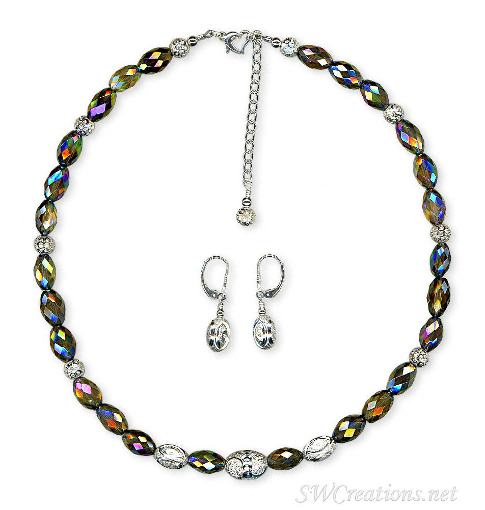 Rutilated Quartz & Diamond Sterling Silver Necklace Set for Women - Elegant Jewelry Gift for Birthday, Anniversary & Special Occasions