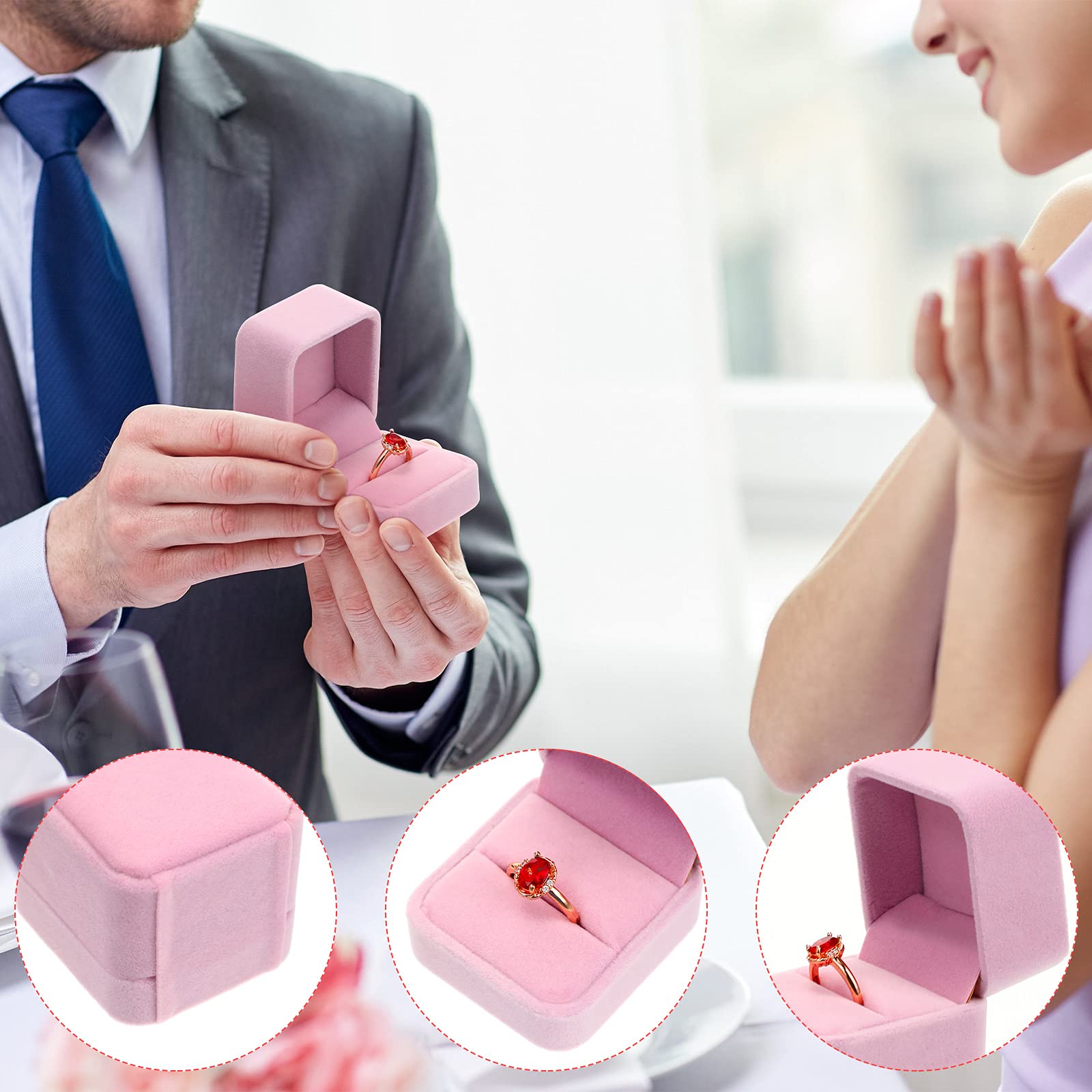 12 Pcs Velvet Ring Box Set - Jewelry Gift Boxes for Earrings, Rings & Necklaces (2.12 x 1.77 x 2 Inch, Pink) - Perfect for Valentine's Day, Wedding, Engagement, Birthday & Anniversary Gifts - Elegant Jewelry Storage & Presentation Case