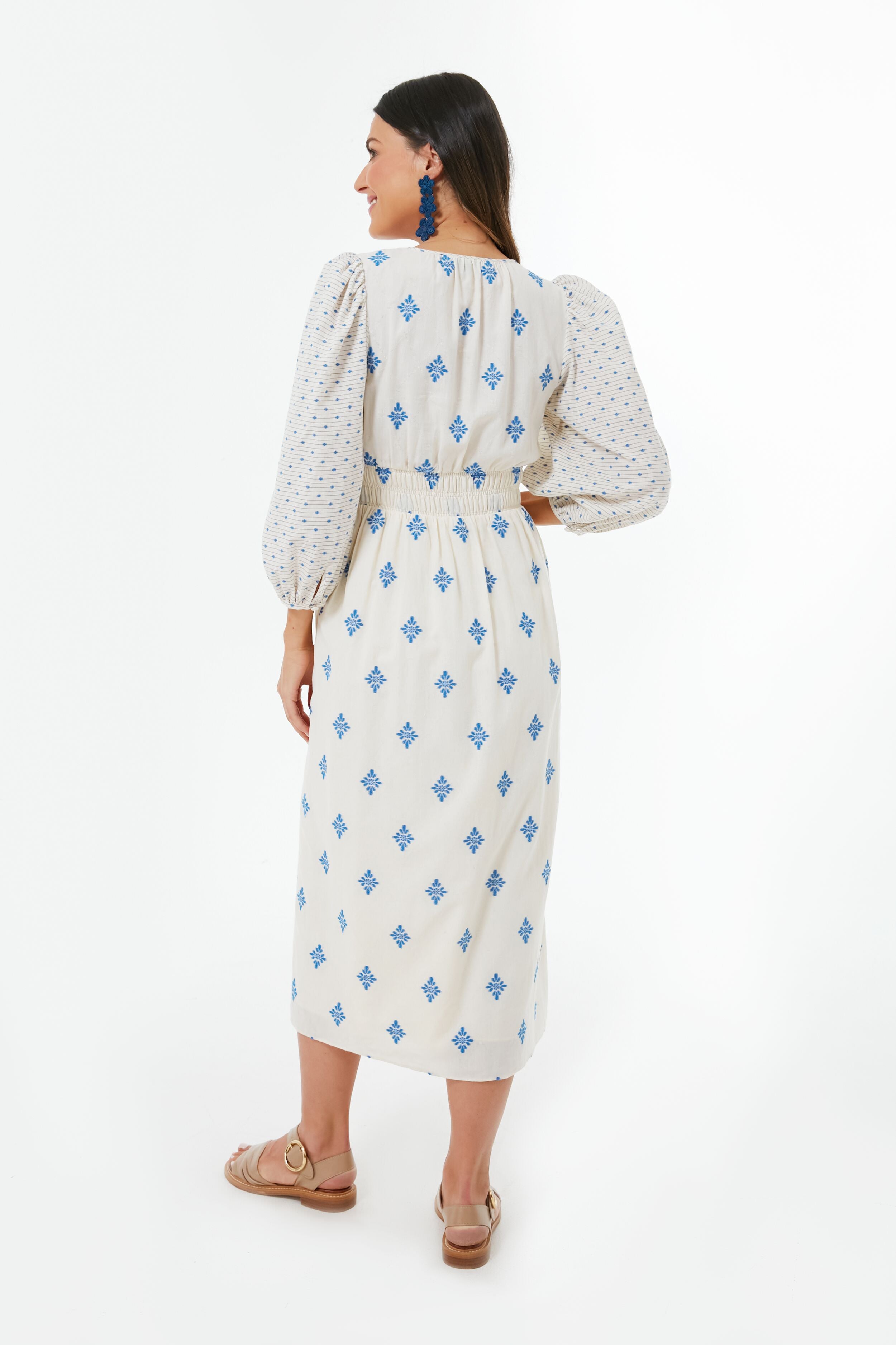 Blue Medallion Clementine Dress - Elegant Floral Print Women's Maxi Dress for Summer, Beach, and Casual Outings