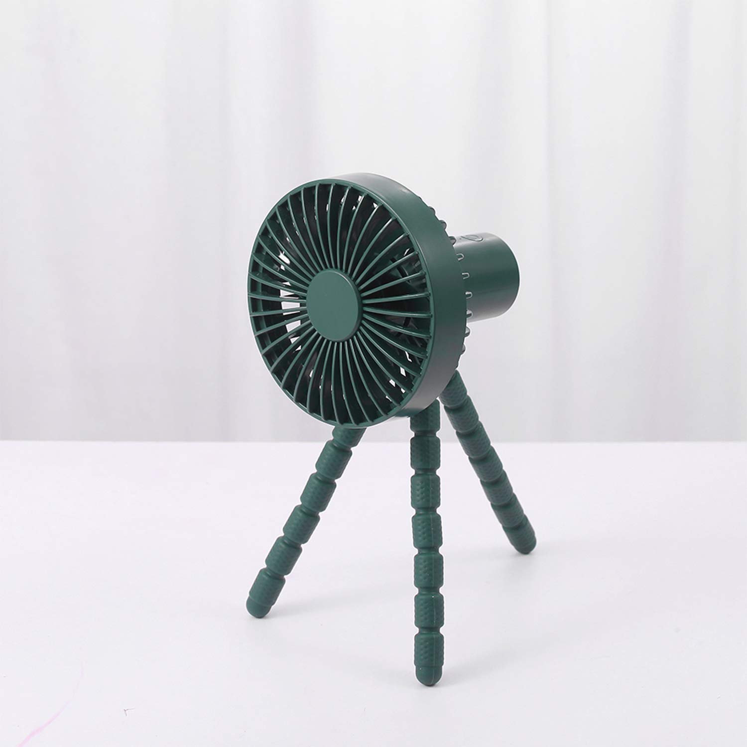Mini Handheld Stroller Fan - Portable USB/Battery Powered Personal Fan with Flexible Tripod, 3 Adjustable Speeds - Perfect for Baby Strollers, Car Seats, Camping & Travel (Dark Green)