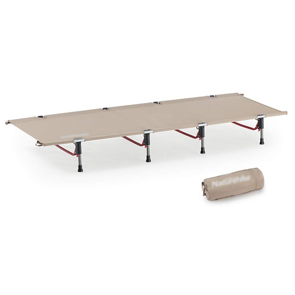 Portable Aluminum Alloy Folding Camping Bed - Lightweight Single Cot for Outdoor, Travel & Home Use (Beige, 65x190cm) - Perfect for Camping, Hiking, Backpacking & Guest Bed