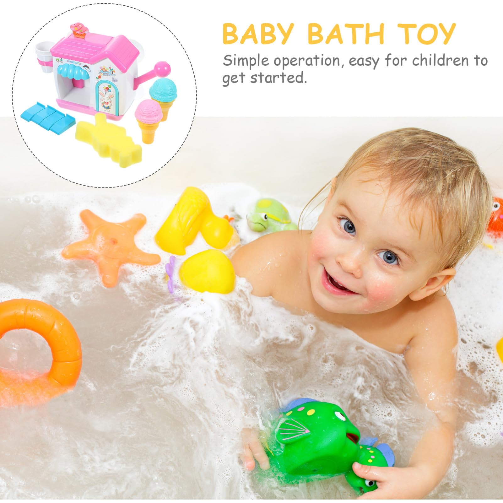 DRESSOOS Bubble Machine for Kids - Bubble Shower Bath Toy with Bubble Maker, Fun Ice Cream Themed Bath Time Play for Toddlers & Children | Perfect for Bathtime, Pool Parties & Outdoor Play