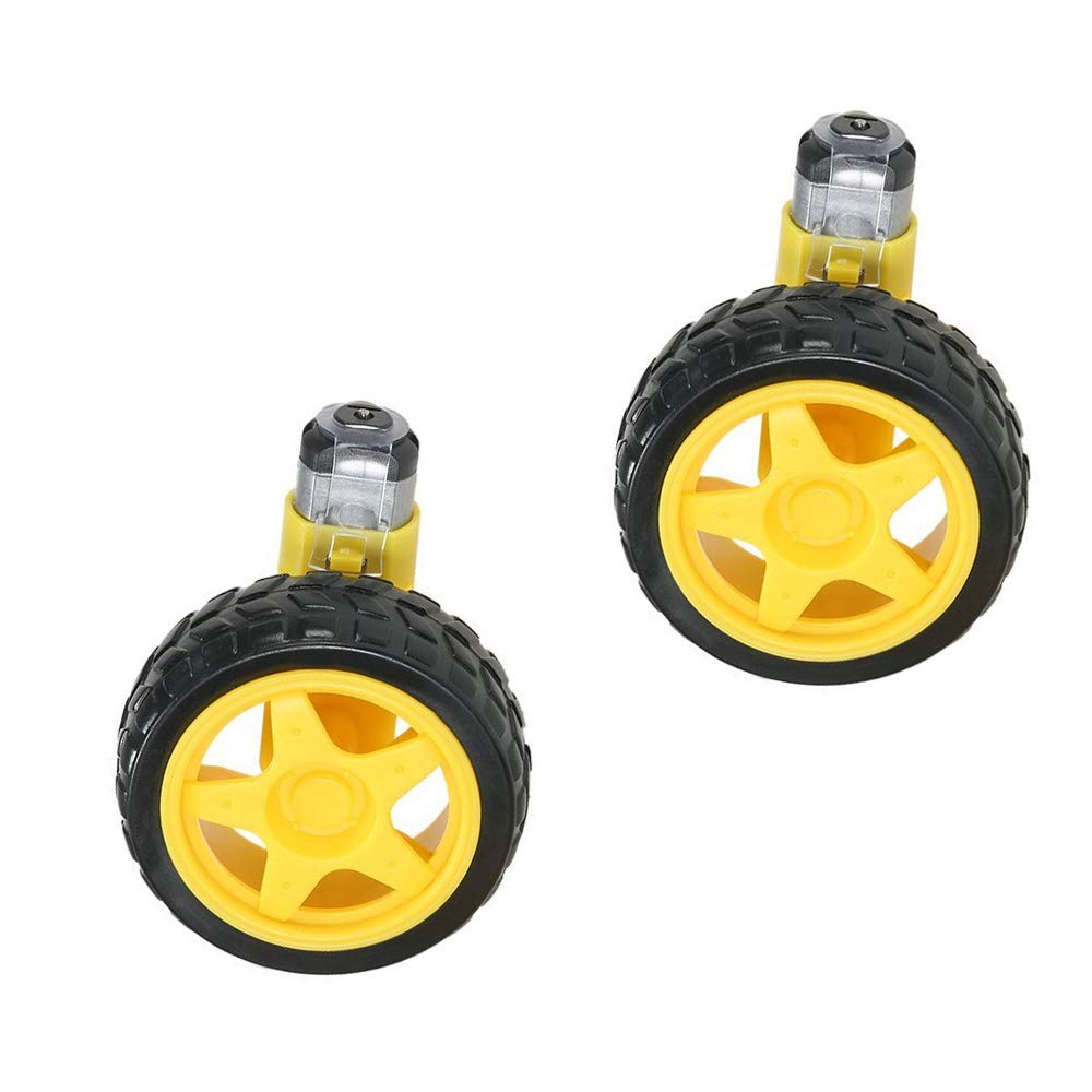 2 Wheels and 2 Motors with Gearbox for Car Robot - Compatible with Arduino & Raspberry Pi - DIY Robotics Kit for Smart Car Projects and STEM Learning