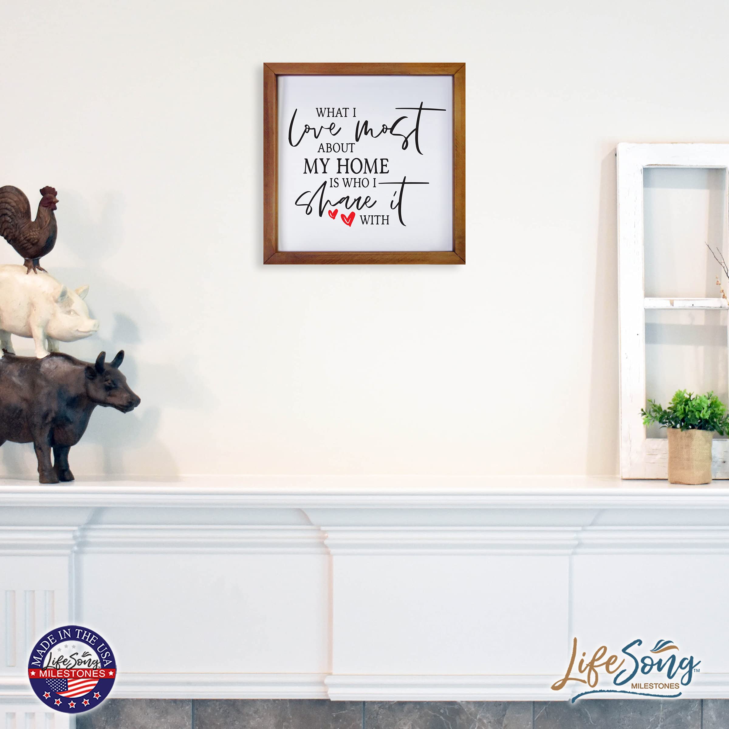 LifeSong Milestones Custom Inspirational Wooden Wall Art - 7x7 Framed Shadow Box with Modern Quotes, Home Decor Gift for Living Room, Bedroom, Office (Walnut)