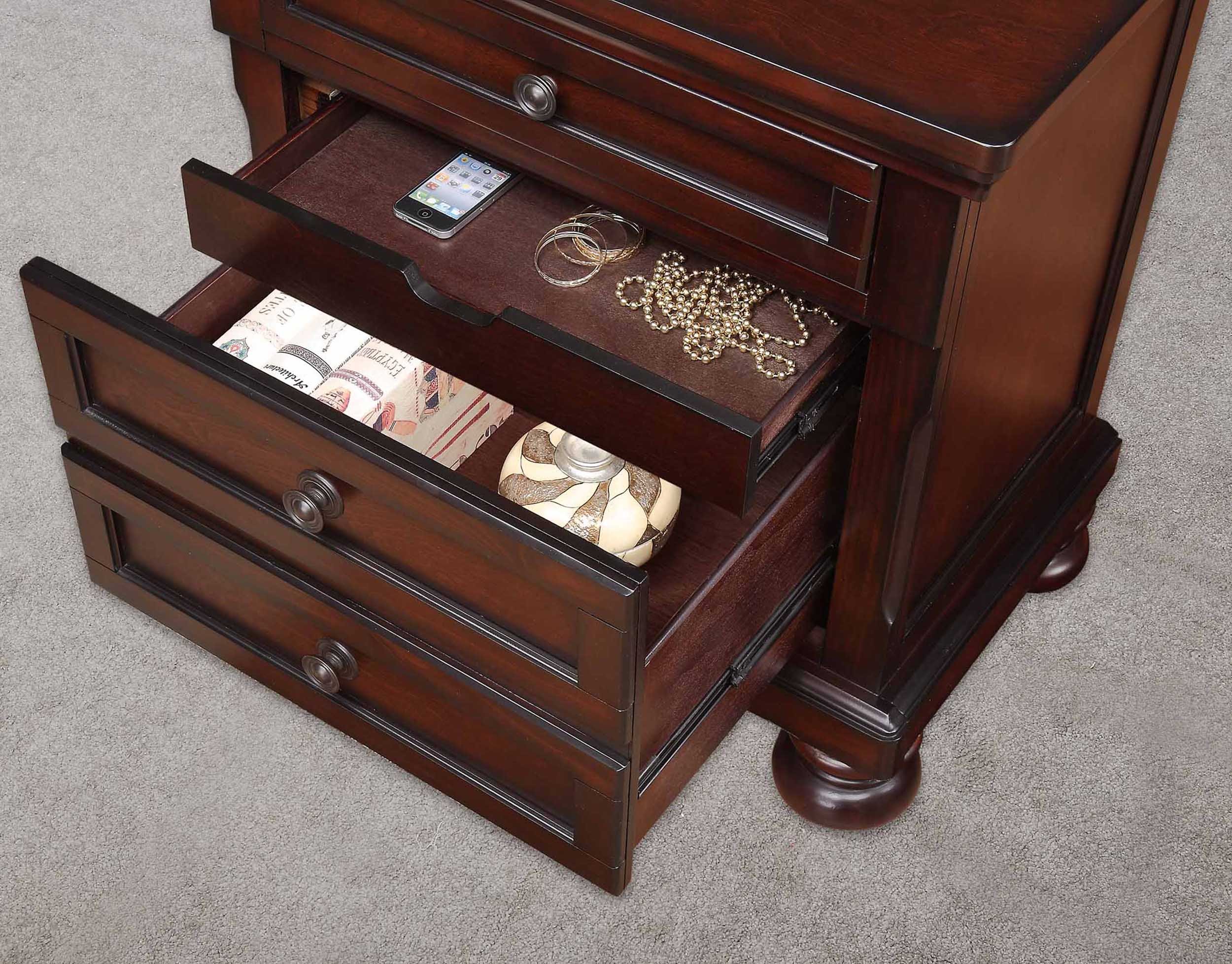 Homelegance Cumberland 2-Drawer Nightstand, Cherry Finish - Modern Bedside Table with Storage for Bedroom, Living Room or Guest Room
