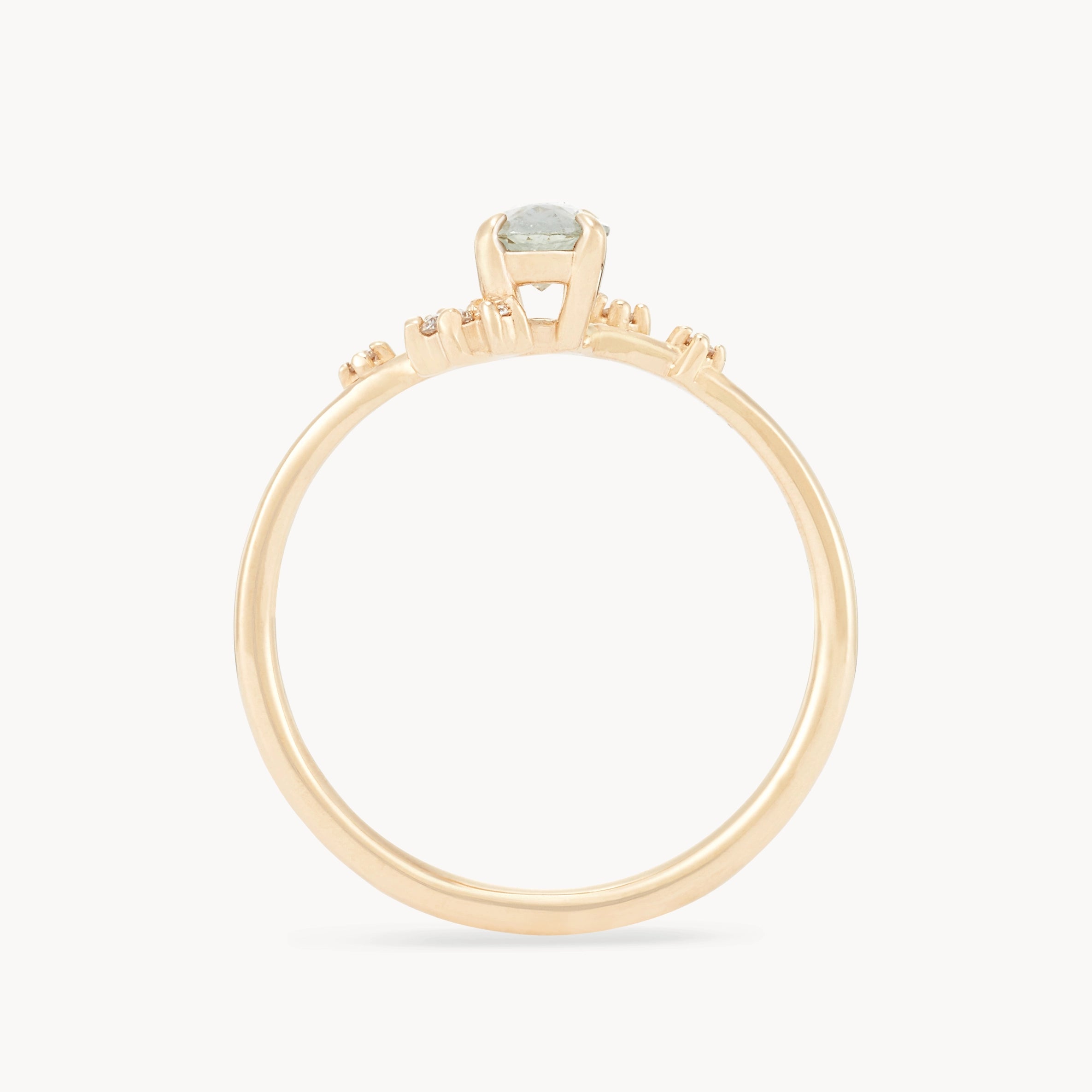 Unique 14K Yellow Gold Magical Kinship Ring with Pale Seafoam Oval Cut Sapphire – Perfect for Engagements, Anniversaries & Special Occasions
