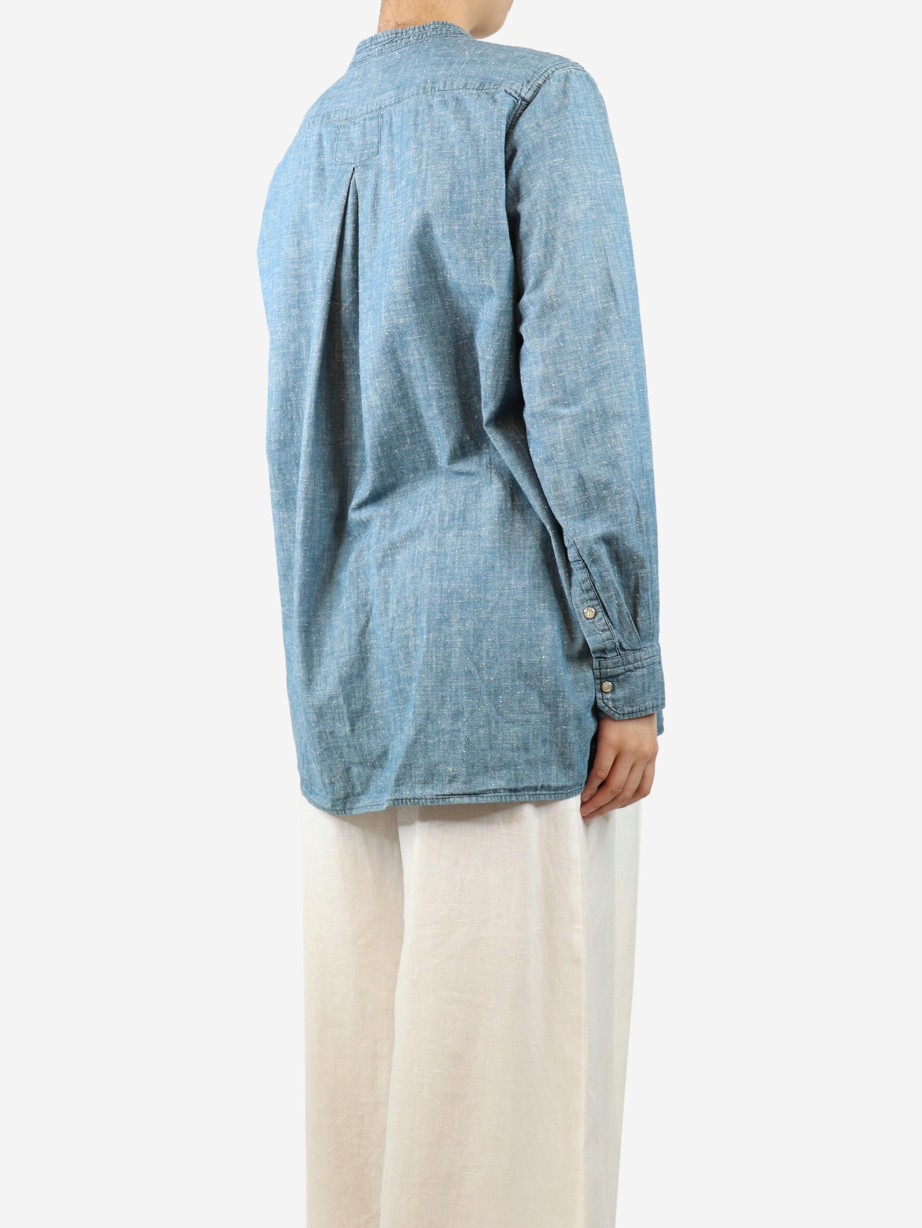 Blue Denim Shirt Blouse for Women - Size UK 10 (US 6) - Casual Button Down Shirt for Everyday Wear, Office & Outings