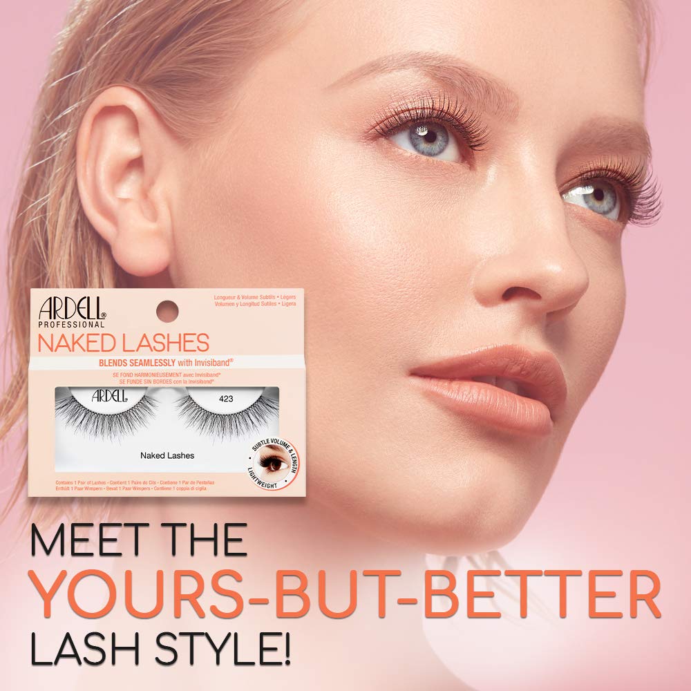 Ardell Naked Strip Lashes 423 - Natural Looking False Eyelashes with Invisiband Technology, Soft Volume 4-Pack with Duo Pipette Lash Adhesive | Perfect for Everyday Wear, Special Occasions & Professional Makeup Looks