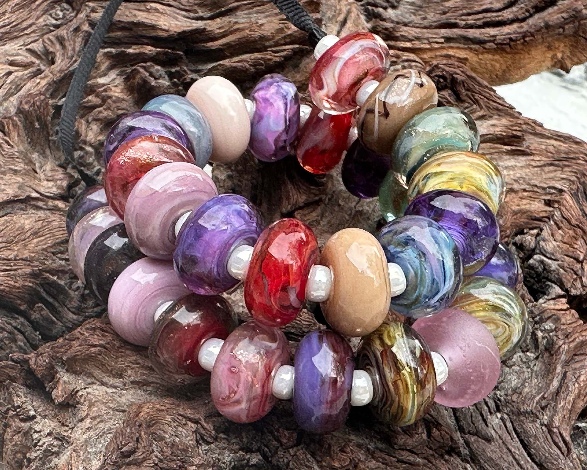 30 Multicolor Lampwork Glass Beads for Jewelry Making - DIY Bracelets, Necklaces & Craft Projects - SRA Certified