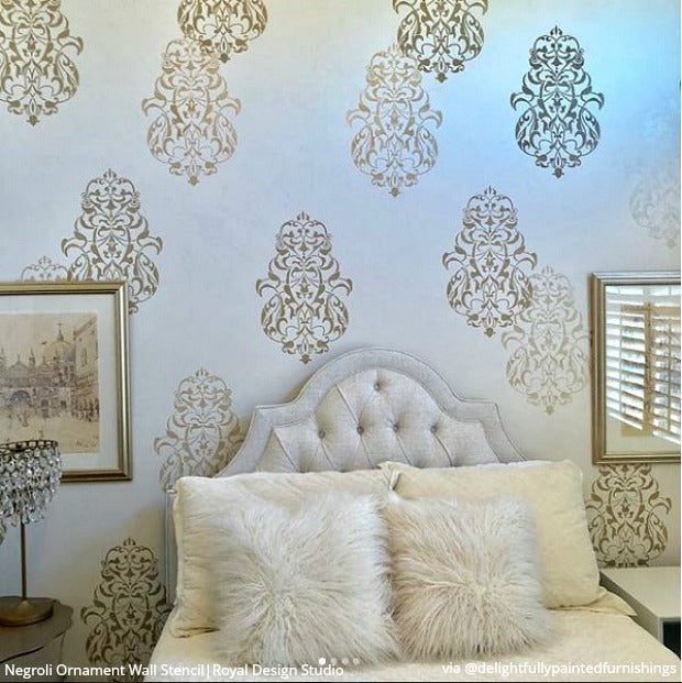 Negroli Ornament Wall Art Stencil - Decorative Painting Template for DIY Home Decor, Wall Murals, and Furniture Upcycling | Perfect for Living Room, Bedroom, and Craft Projects