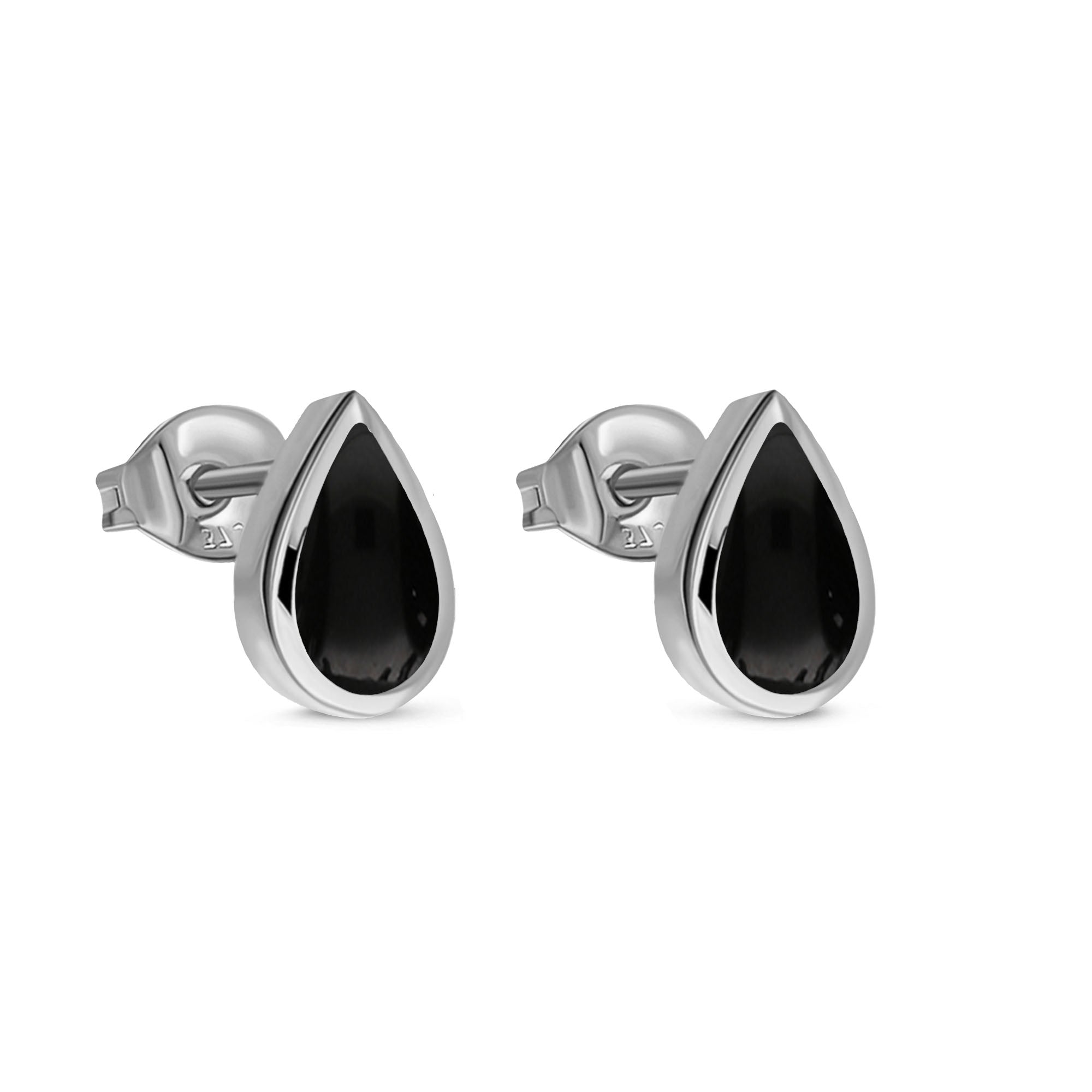 Whitby Jet Teardrop Stud Earrings - Sterling Silver Dangle Earrings for Women, Gothic Jewelry for Everyday Wear & Special Occasions