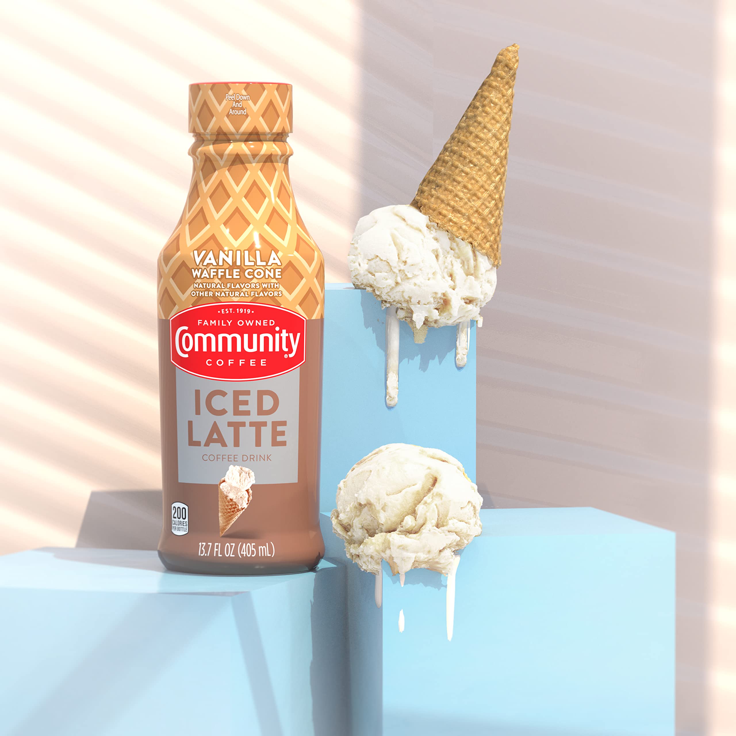Community Coffee Vanilla Waffle Cone Iced Latte Ready to Drink - 13.7oz Bottle (Pack of 12) | Delicious Cold Brew Coffee for Office, Road Trips & Summer Refreshment