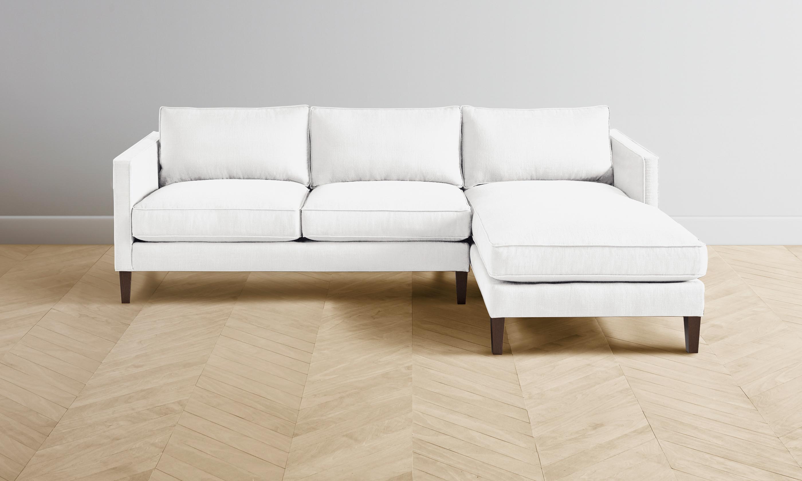 Crosby Sectional Sofa - Performance Linen Weave Fabric in Pure White | Modern Living Room Furniture for Home & Office