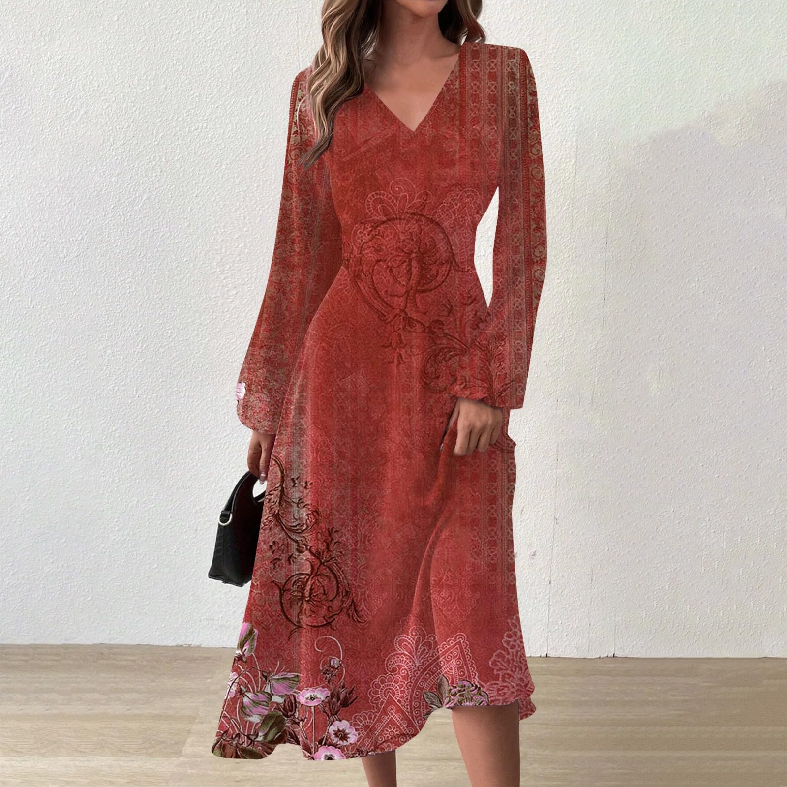 2024 Fall Maxi Dresses for Women - Long Sleeve Plus Size Wedding Guest Dresses for Curvy Women | Perfect for Autumn Weddings, Parties & Special Occasions