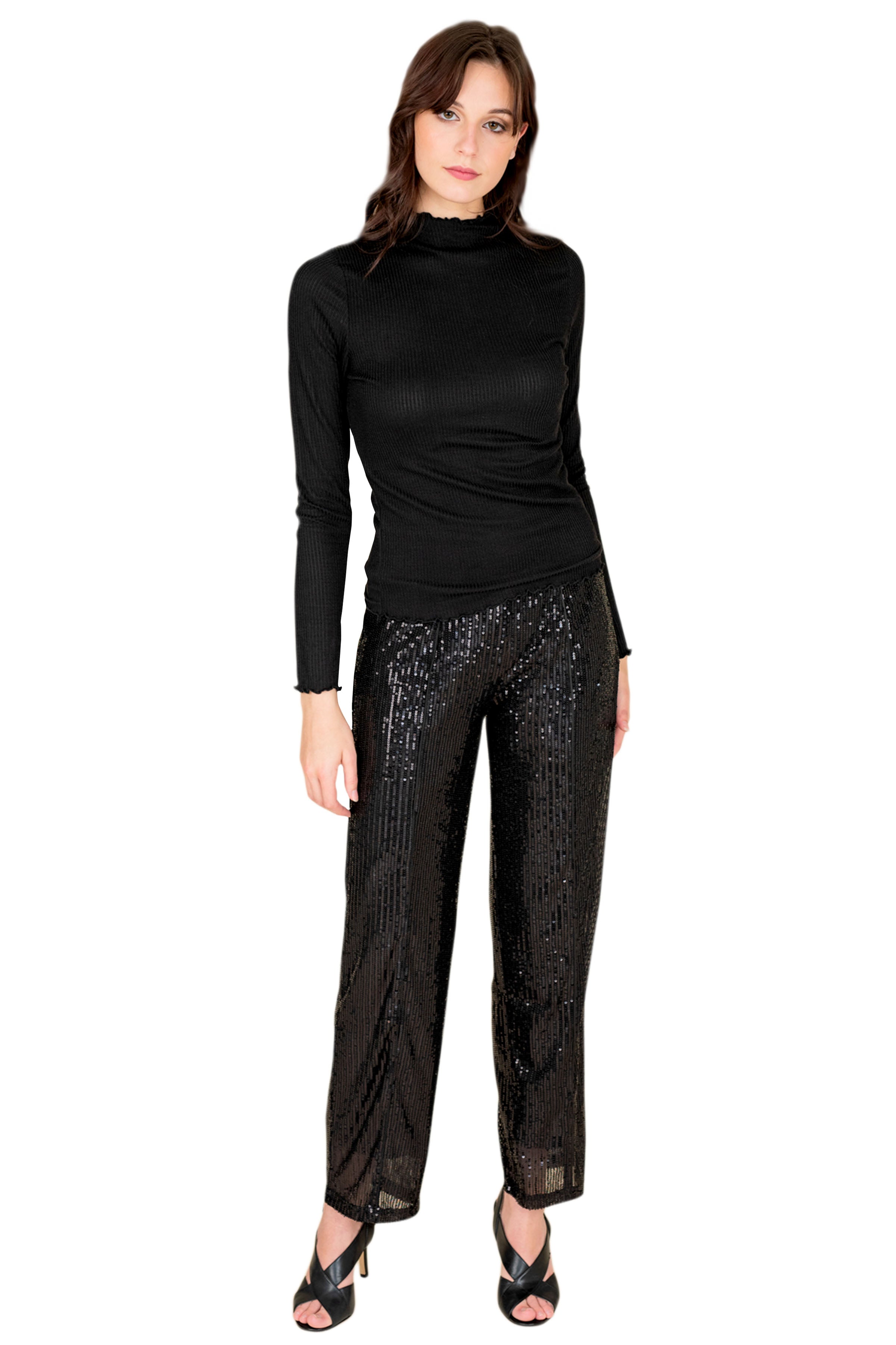 Sparkling High Rise Sequin Pants for Women - Elegant Party Pants, Perfect for Evening Events, Club Nights & Special Occasions