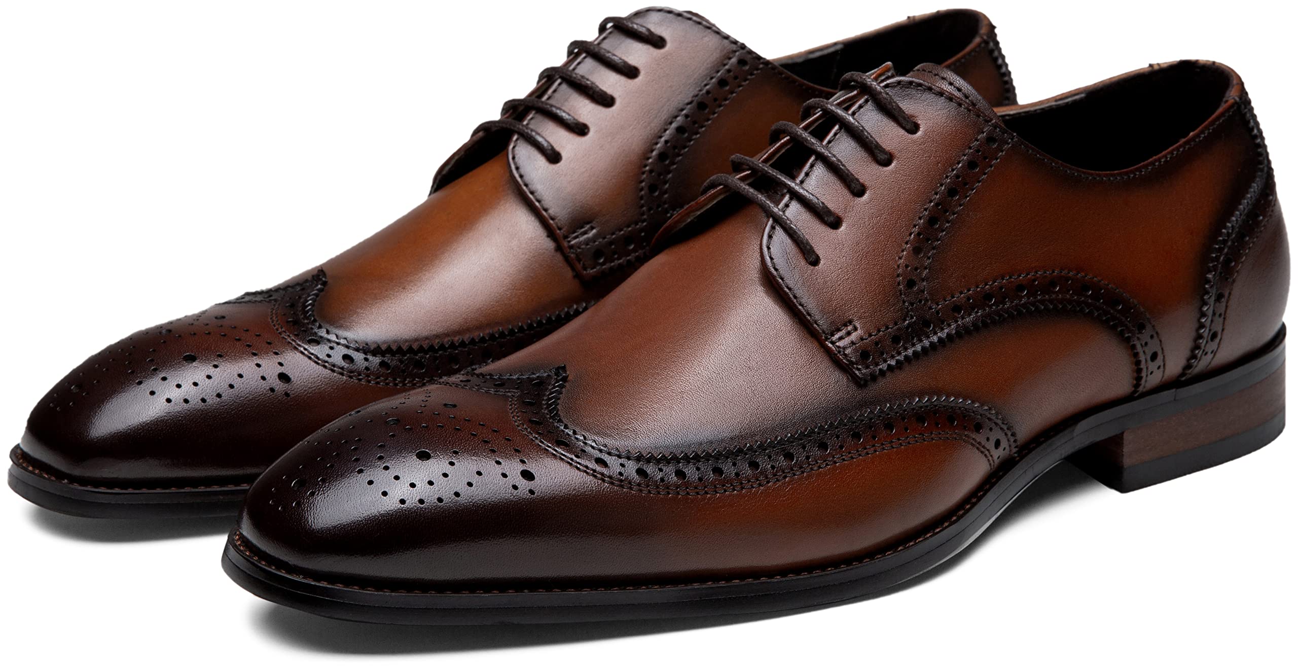 Premium Men's Leather Dress Shoes - Classic Oxford Derby Brogue Wingtip Business Formal Shoes for Men | Ideal for Office, Weddings & Special Occasions