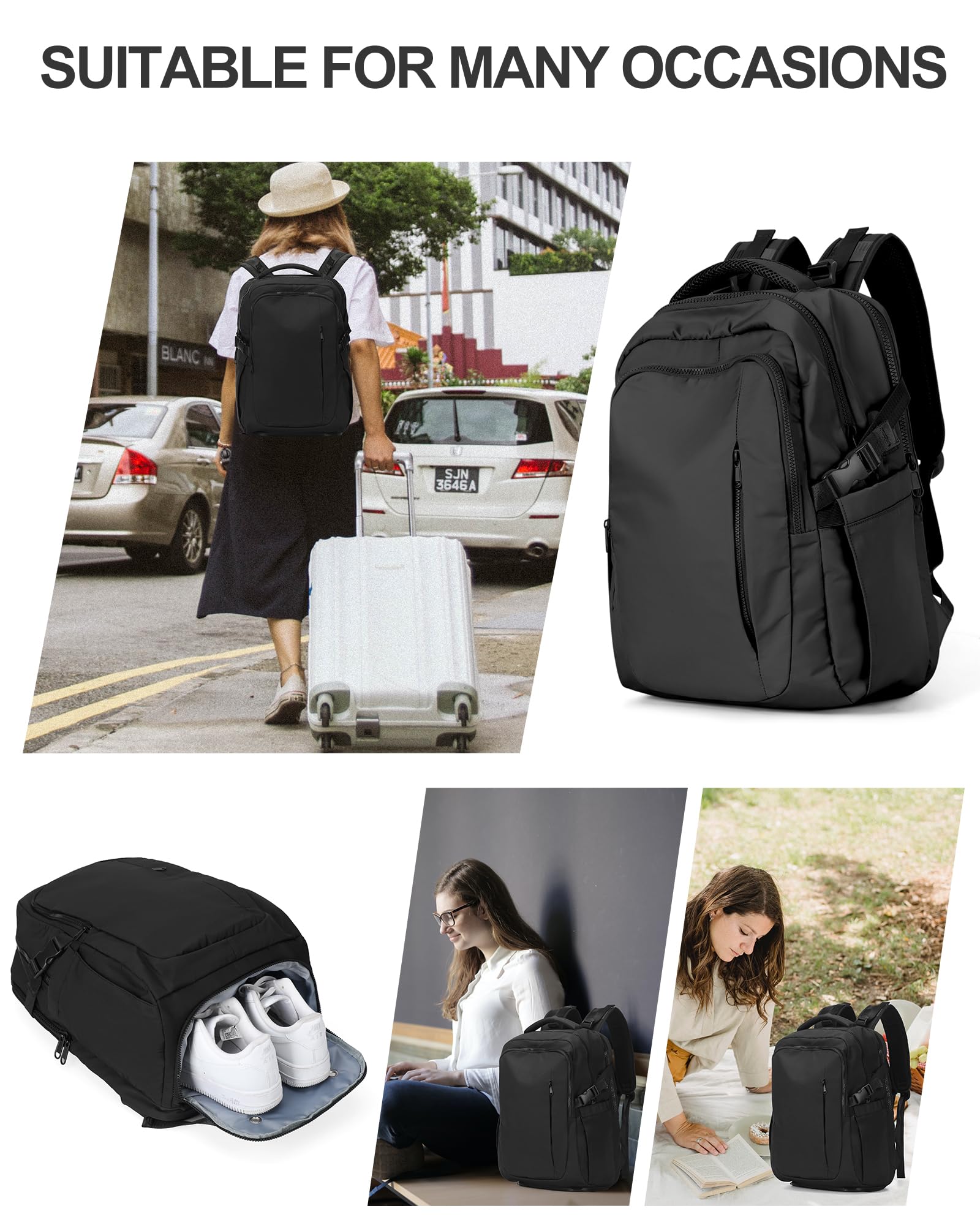 Lightweight Travel Backpack for Women & Men - FAA Approved Carry On Personal Item Bag with 15.6