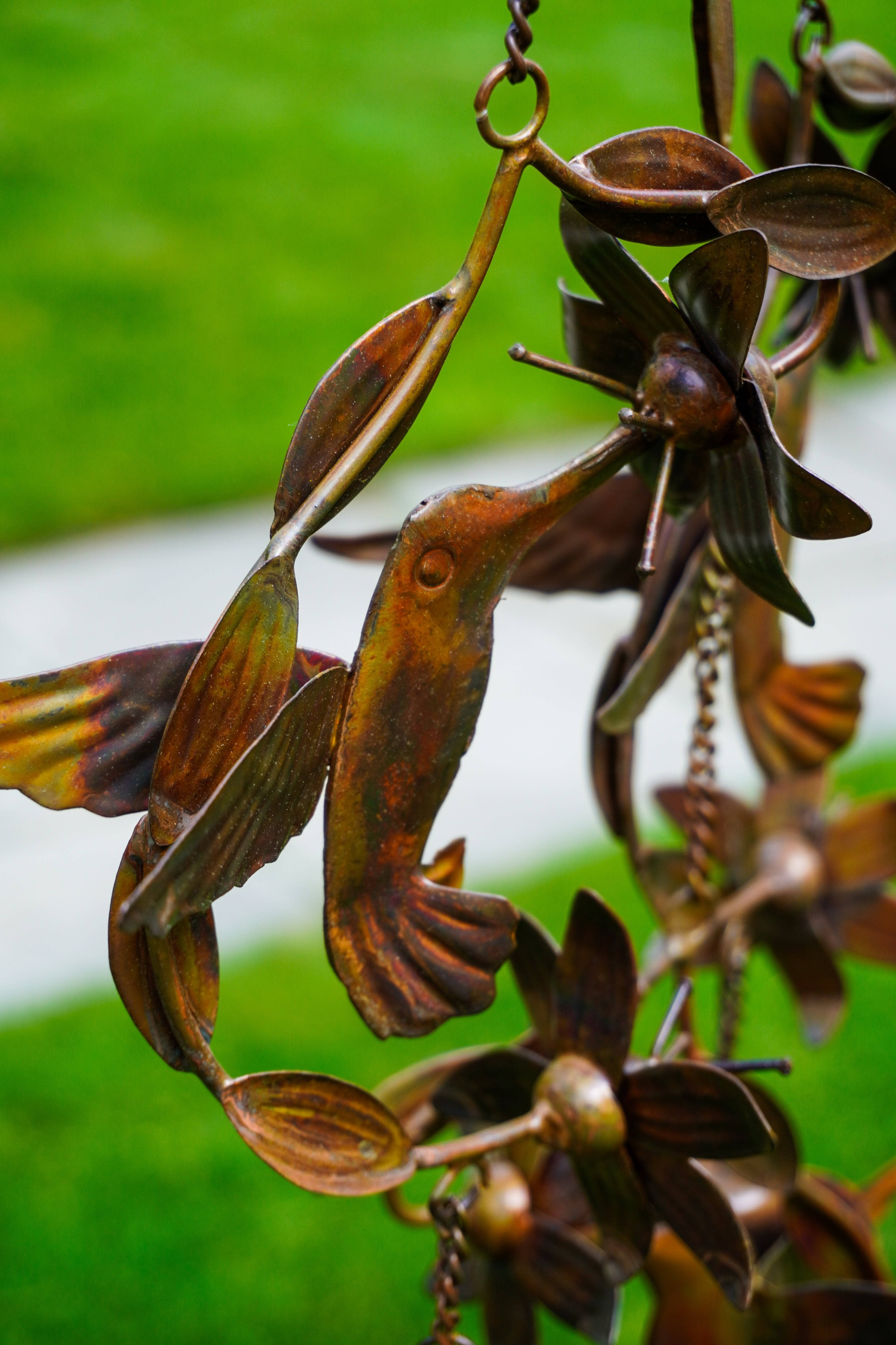 Beautiful Hummingbird & Floral Wind Chime - Handcrafted Metal Garden Decor for Outdoor Patio, Porch & Backyard - Soothing Wind Sounds for Relaxation