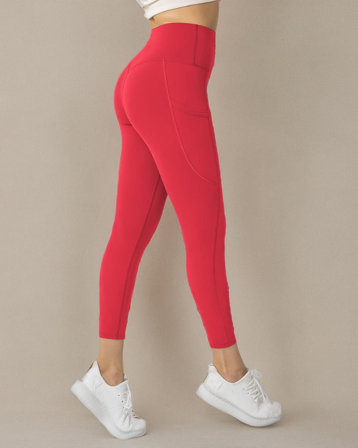 Women's High Waisted Yoga Pants with Pockets - Tummy Control Workout Leggings for Running, Gym & Lounge Wear
