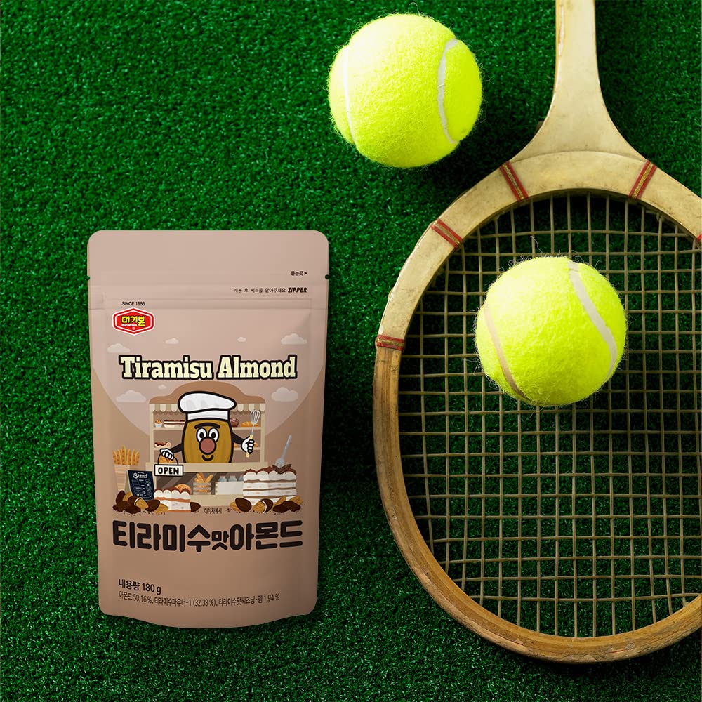 MURGERBON Tiramisu Chocolate Covered Almonds 6.7oz (190g) - Korean Style Snack, Resealable Bag, Bulk Almonds - Perfect for Office, School, Travel & Gifts - Healthy Nut Snack for Adults & Kids - Chocolate Coated Almond Treats - Pack of 1