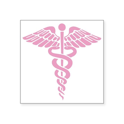 White - Pink Medical Caduceus Sticker