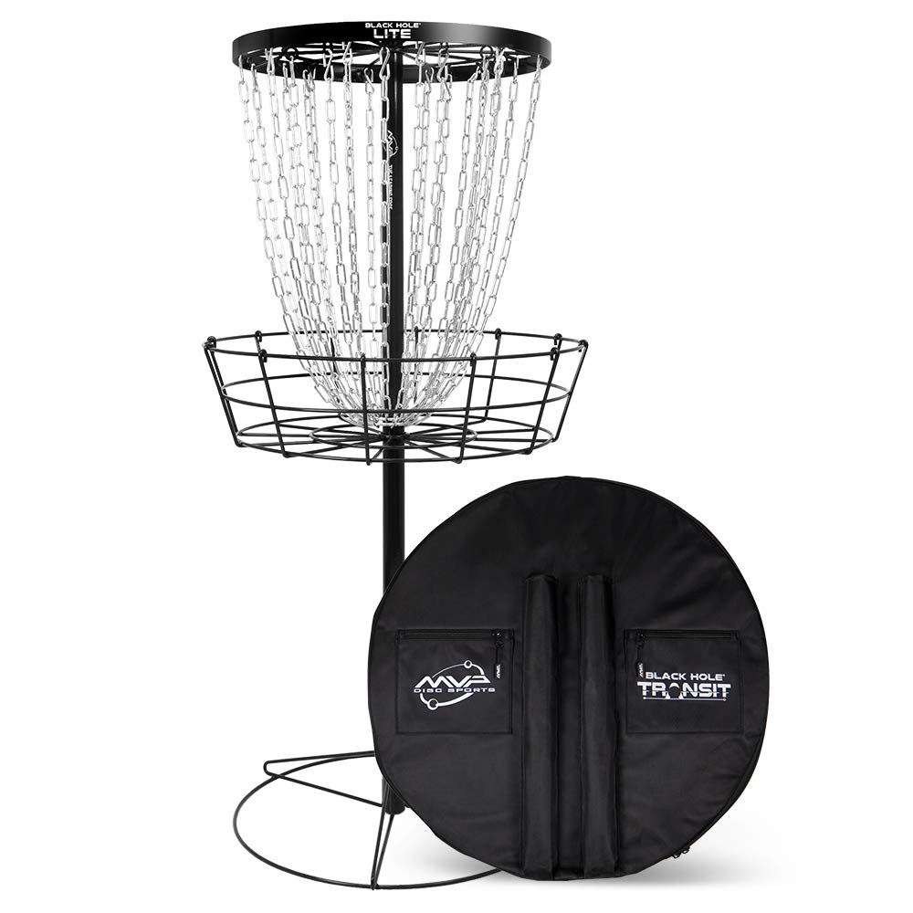 MVP Disc Sports Black Hole Lite Disc Golf Basket with Carry Bag - Portable Practice & Tournament Disc Golf Target for Backyard, Park, and Course Training