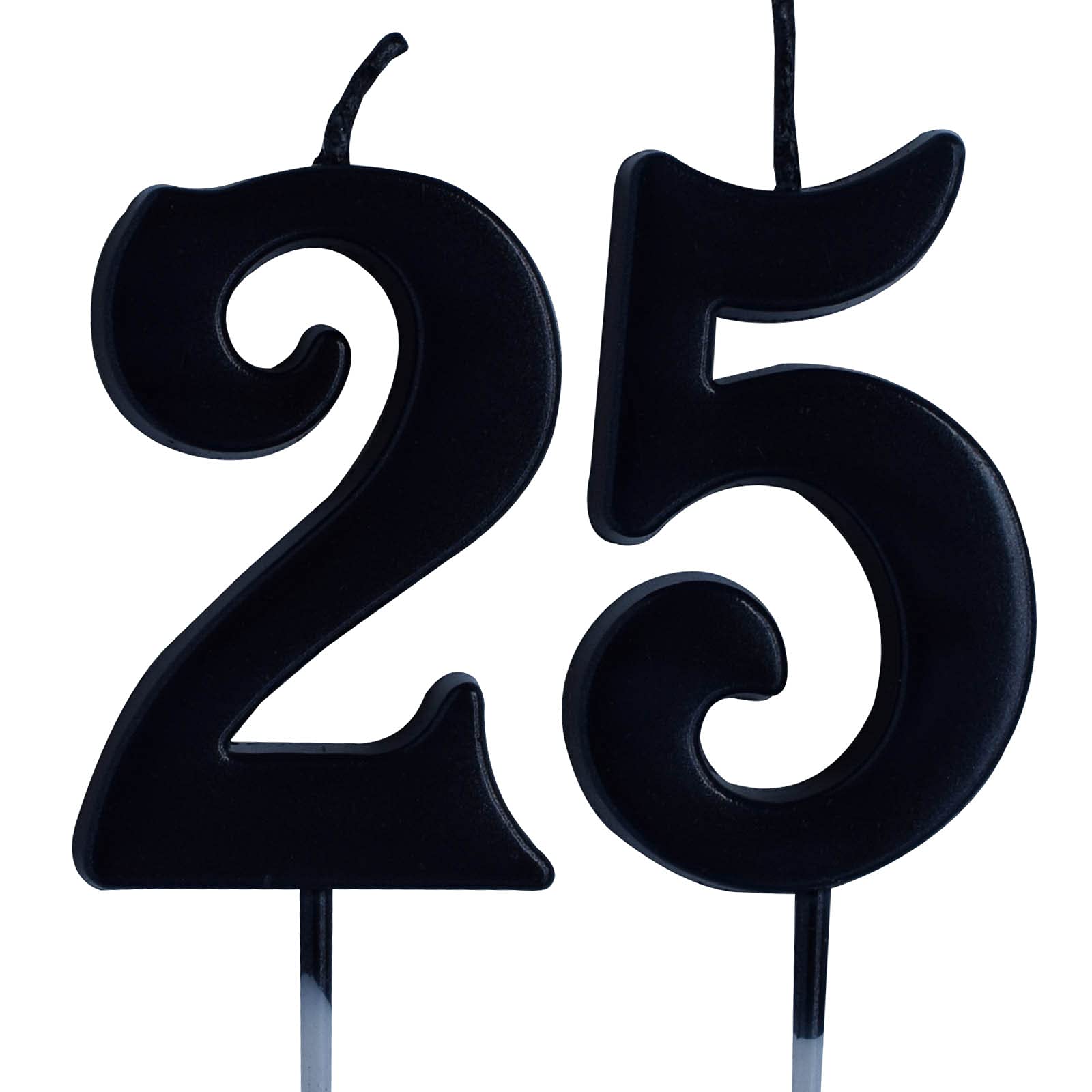 25th Birthday Candle - Black Number 25 Cake Topper for Women & Men | Party Decorations & Supplies | Perfect for Anniversary Celebrations, Milestone Parties & Birthday Cakes