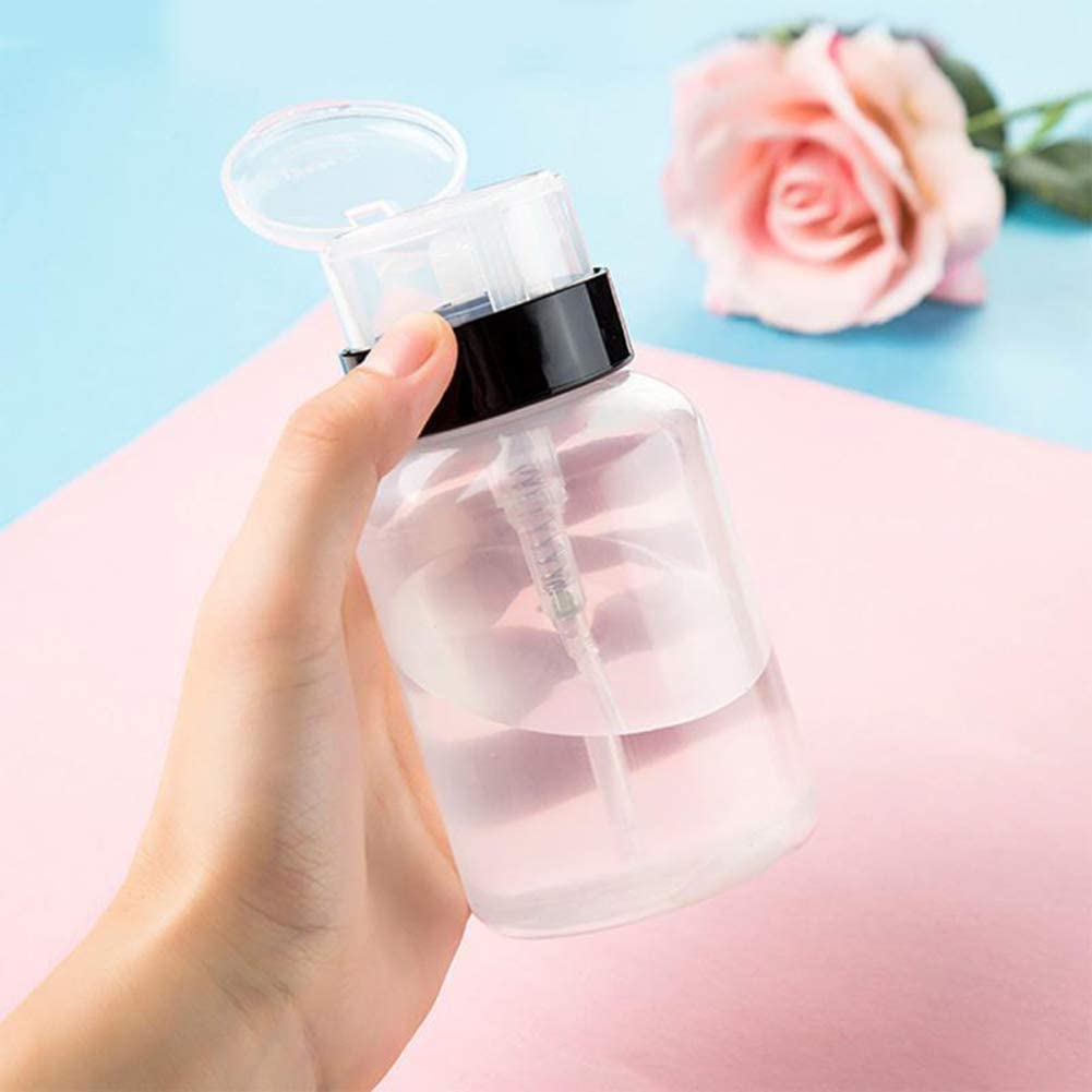 2pcs Lockable Push Down Nail Polish Remover Pump Dispenser Bottles - Empty Refillable Liquid Container for Nail Art, Makeup & Salon Use | Perfect for Acetone, Polish Remover & Beauty Liquids Storage