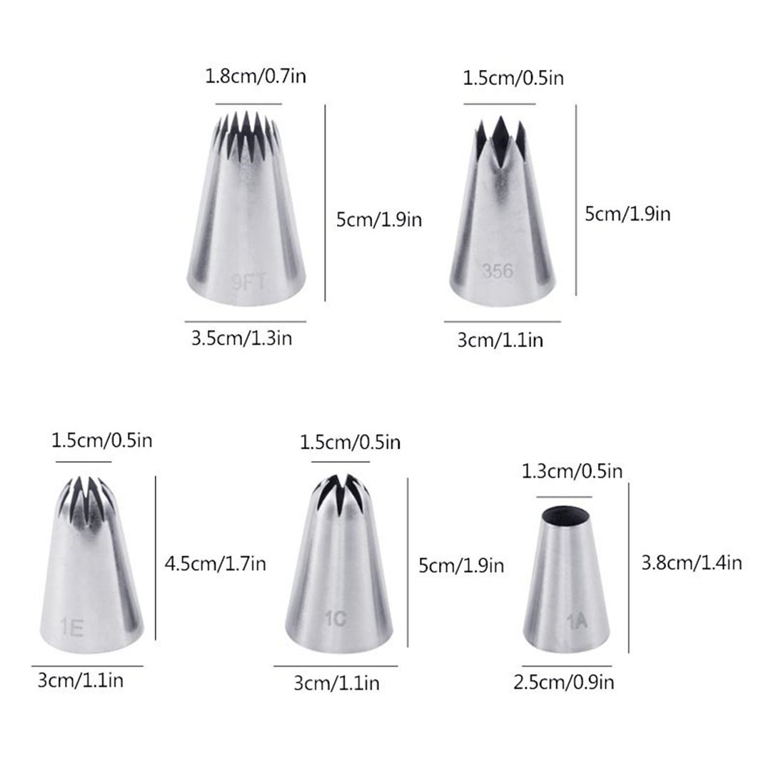 5-Piece Stainless Steel Rose Flower Piping Tips Set - Professional Cake Decorating Nozzles for Cupcakes, Cookies & Frosting - Baking Tools for Wedding Cakes, Birthday Parties & Home Baking