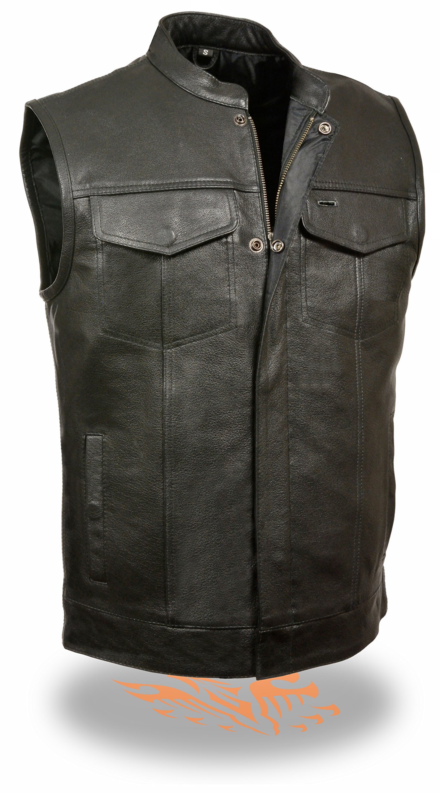 Milwaukee Leather SOA Men's Basic Leather Motorcycle Vest with 2 Interior Gun Pockets - Biker Club Style for Riding & Outdoor Activities