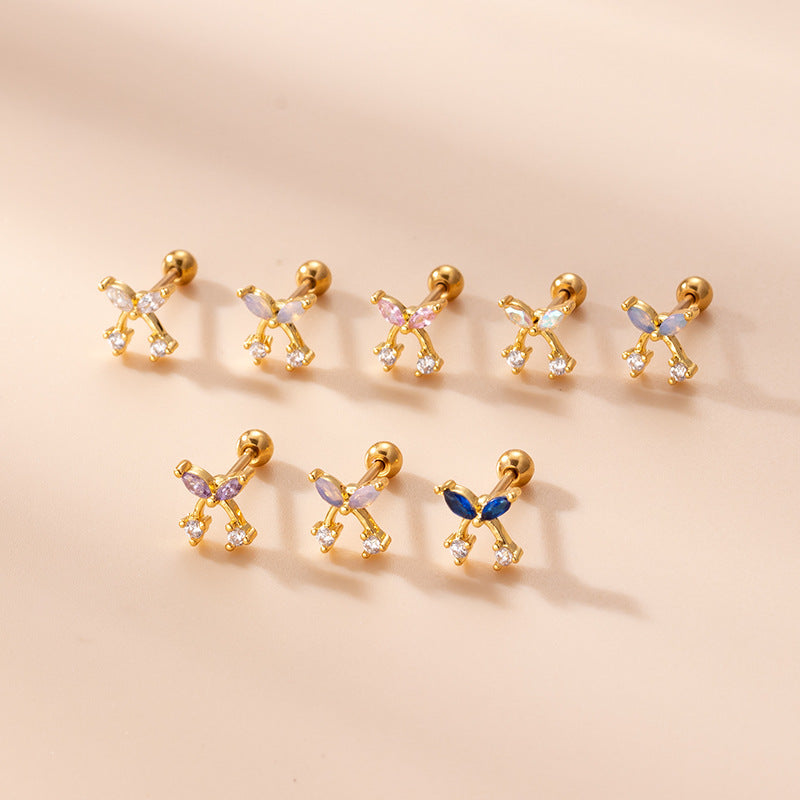 20G Tiny Butterfly Daith Stud Cartilage Piercing - 316L Surgical Steel Earring for Helix, Tragus, Conch | Perfect for Everyday Wear & Body Jewelry Gifts
