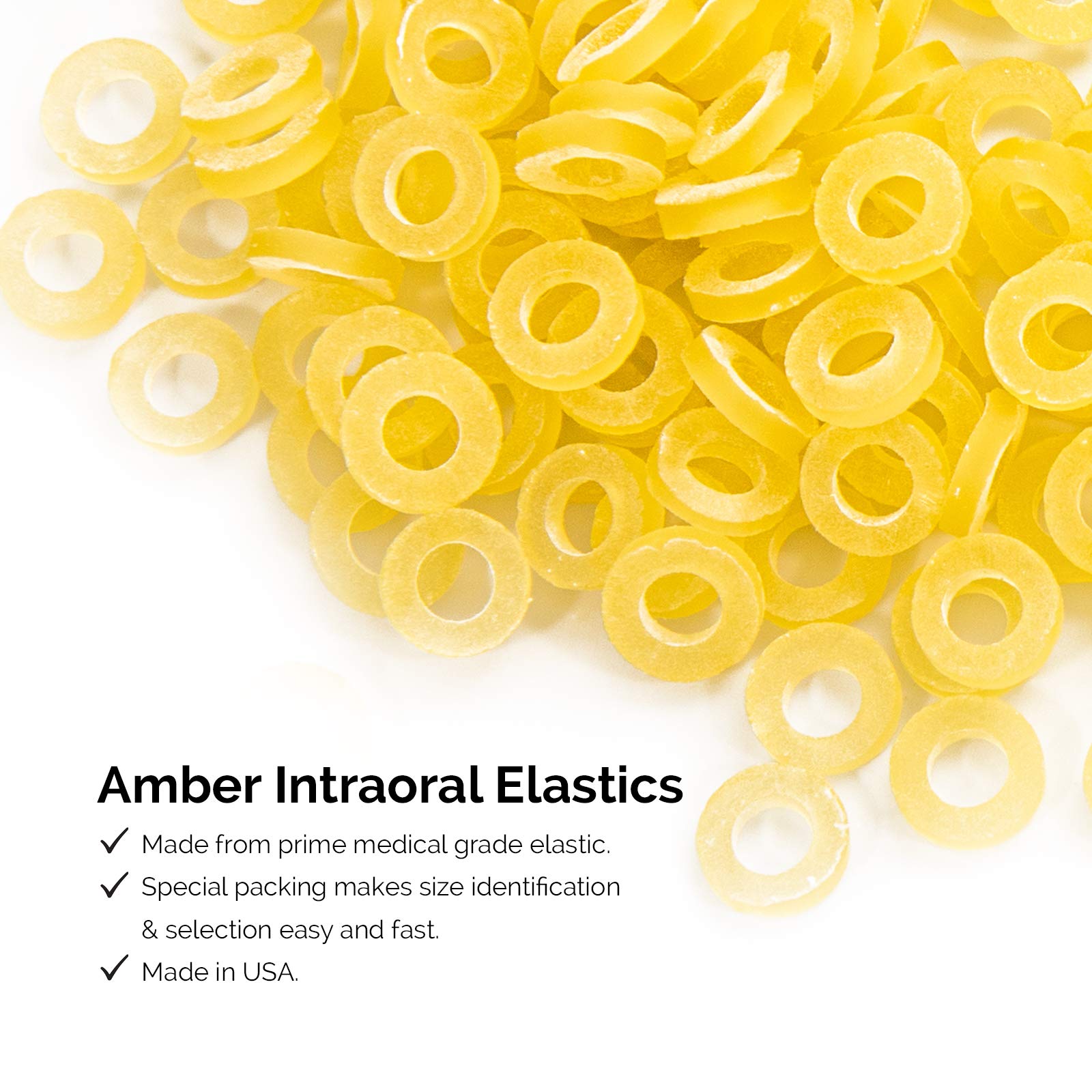 JMU Orthodontic Elastics 3/16 Heavy - 100 Pack Latex Rubber Bands for Braces | Made in USA | Perfect for Teeth Alignment, Jaw Correction & Dental Procedures