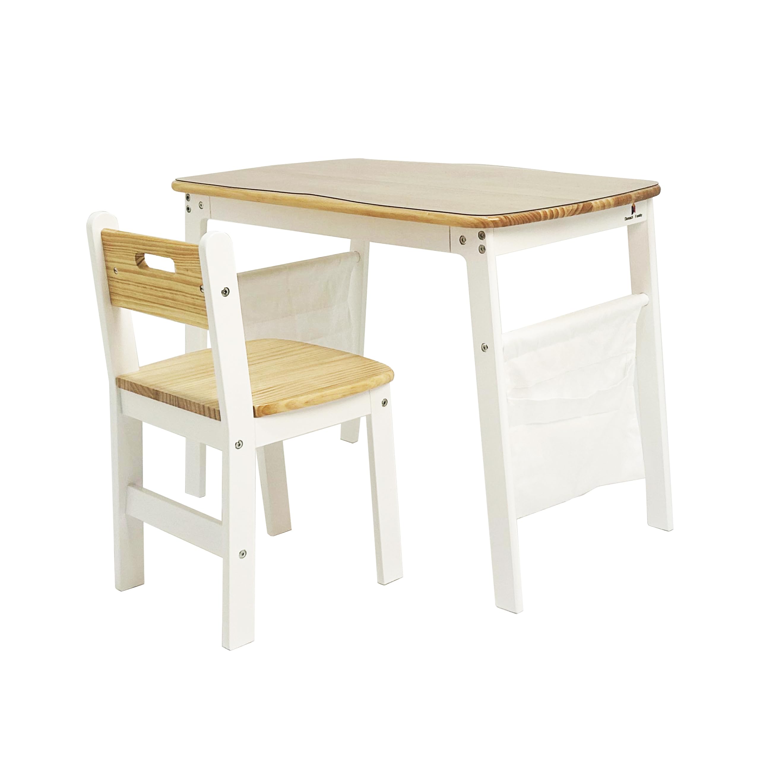 Damoch Family™ Kids Study Desk and Chair Set - Adjustable Height Children's Study Table with 2 Storage Bags & Table Protector - Perfect for Homework, Online Learning & Homeschooling - Ergonomic Design for Boys & Girls Ages 3-10