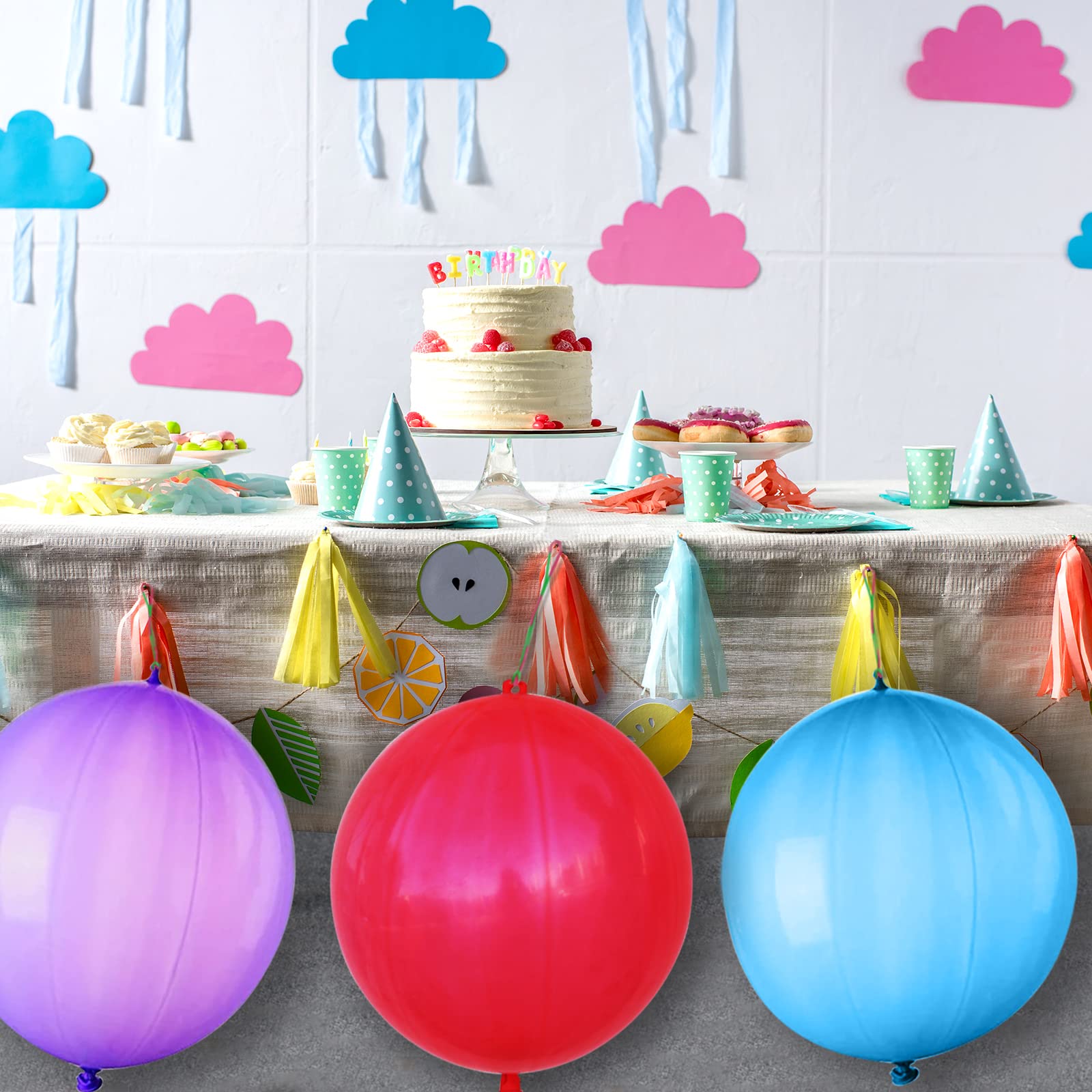 41Pcs Thickened Neon Punch Balloons with Rubber Band Handles - Heavy Duty Party Favors for Kids, Birthday Parties, Weddings & Goodie Bags - Fun Outdoor Games & Stress Relief Toys