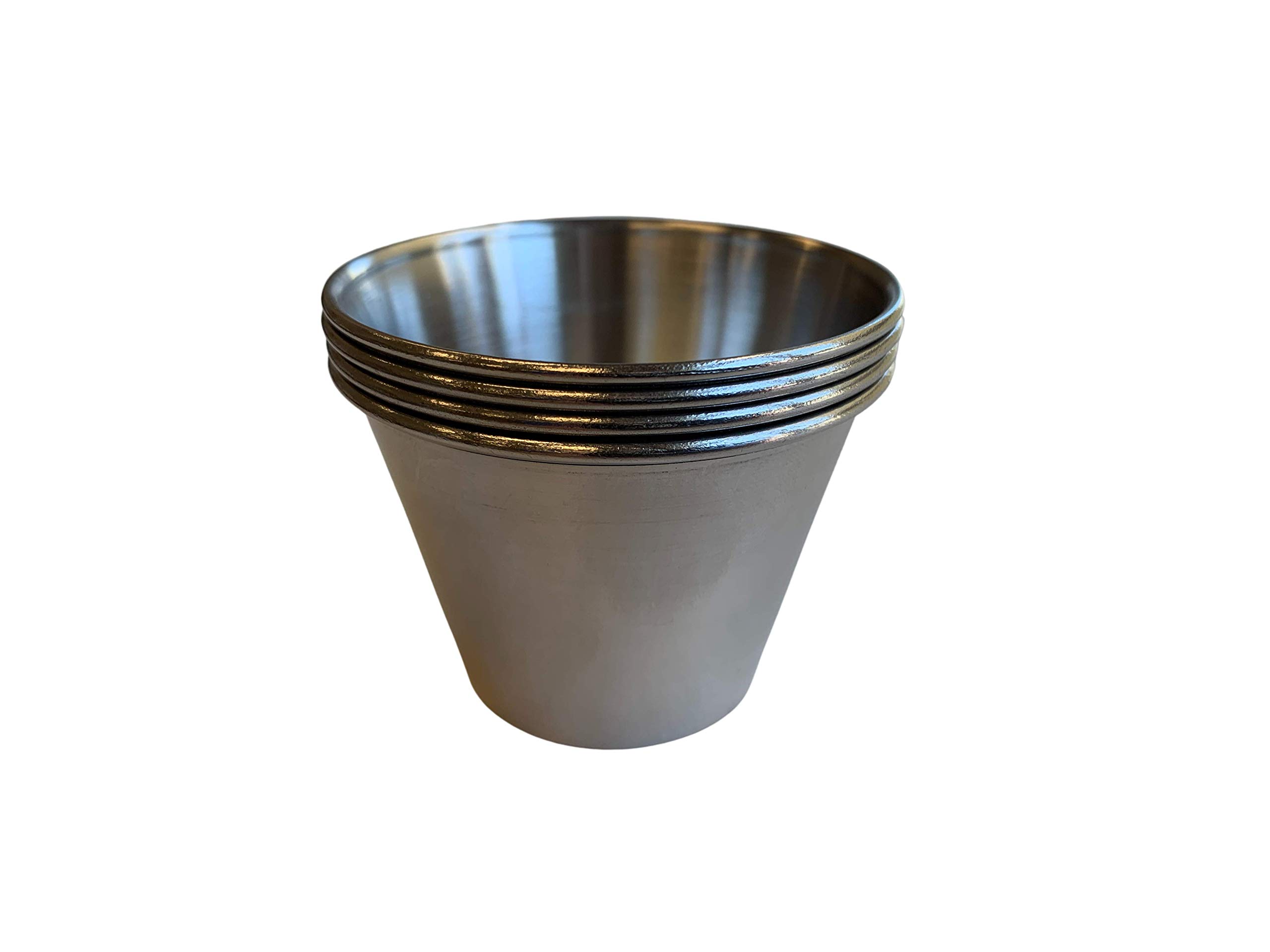 4-Pack Stainless Steel 2.5 oz Sauce Cups - Mini Ramekins for Condiments, Dipping Sauces, Dressings & Snacks - Perfect for Restaurants, Parties, BBQ, and Home Kitchen Use