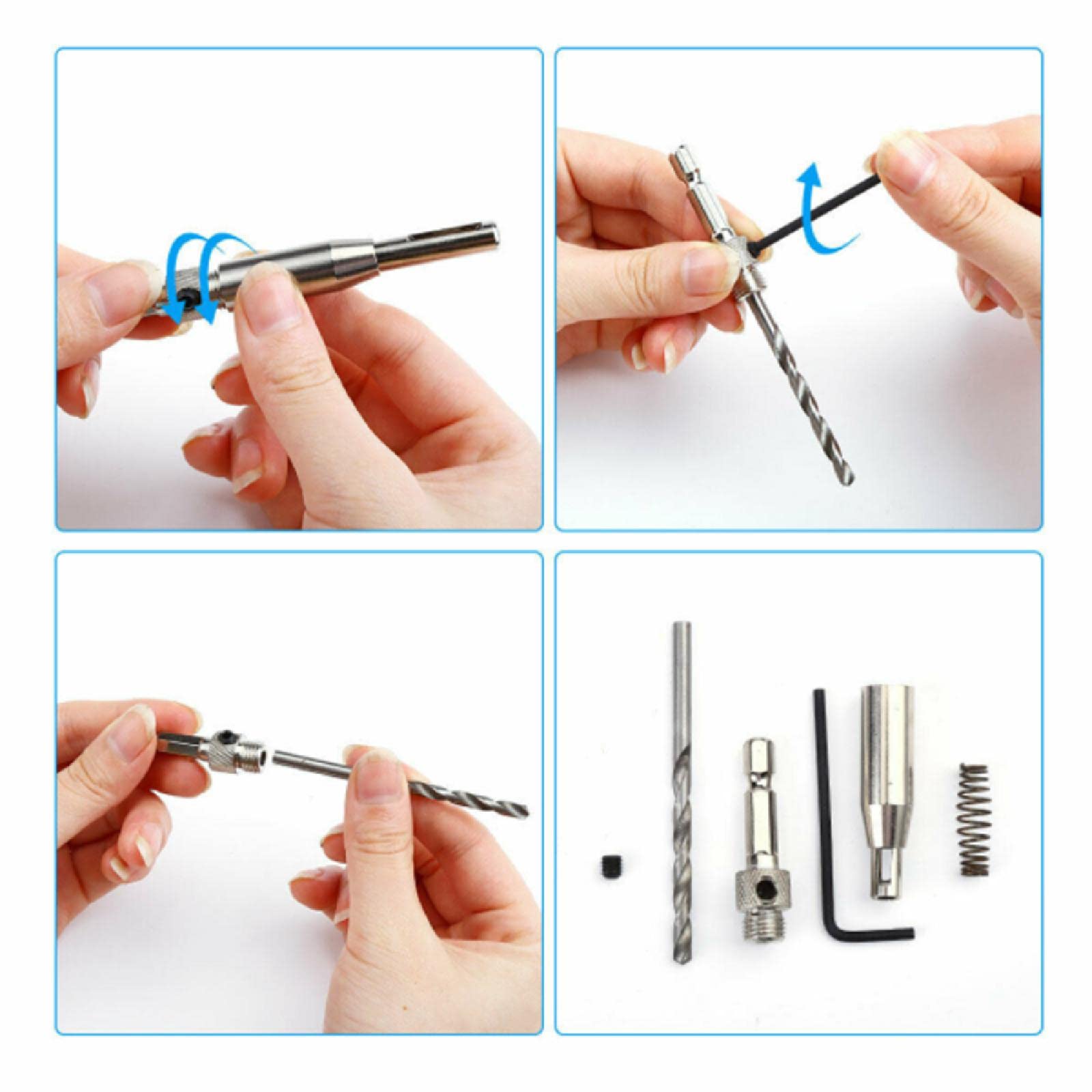 4PCS HSS Self-Centering Hinge Drill Bit Set (5/64