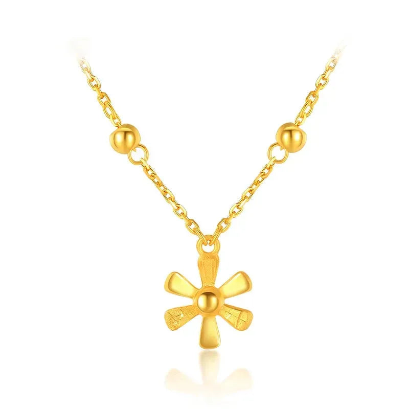 24K Pure Gold Necklace Real AU 999 Solid Gold Chain - Trendy Classic Jewelry for Women, Elegant Party & Wedding Gift - Hot Sell 2023