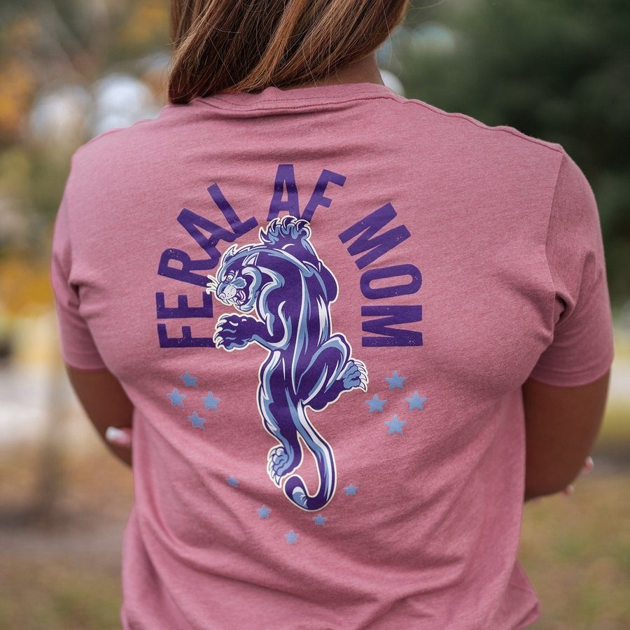 Women's Feral AF Mom Boyfriend Fit T-Shirt - Heather Mauve | Soft Relaxed Fit Tee for Casual Wear, Lounge & Everyday Outfits