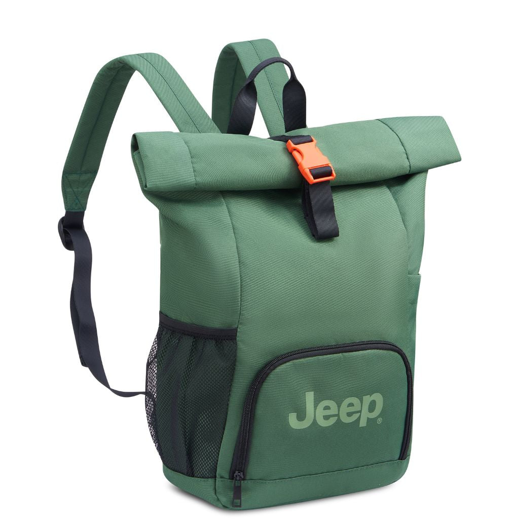 Jeep Rolltop 17 Inch Waterproof Laptop Backpack for Men & Women - Durable Green Travel Backpack for Work, School & Outdoor Adventures