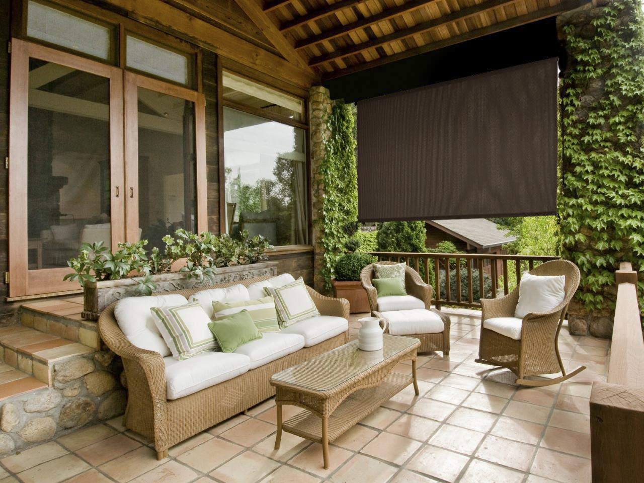 VICLLAX Cordless Outdoor Roller Shade - 8' W x 8' L Mocha Patio Blinds for Sun Protection & Privacy | Perfect for Patio, Deck, Pergola, and Balcony Covering