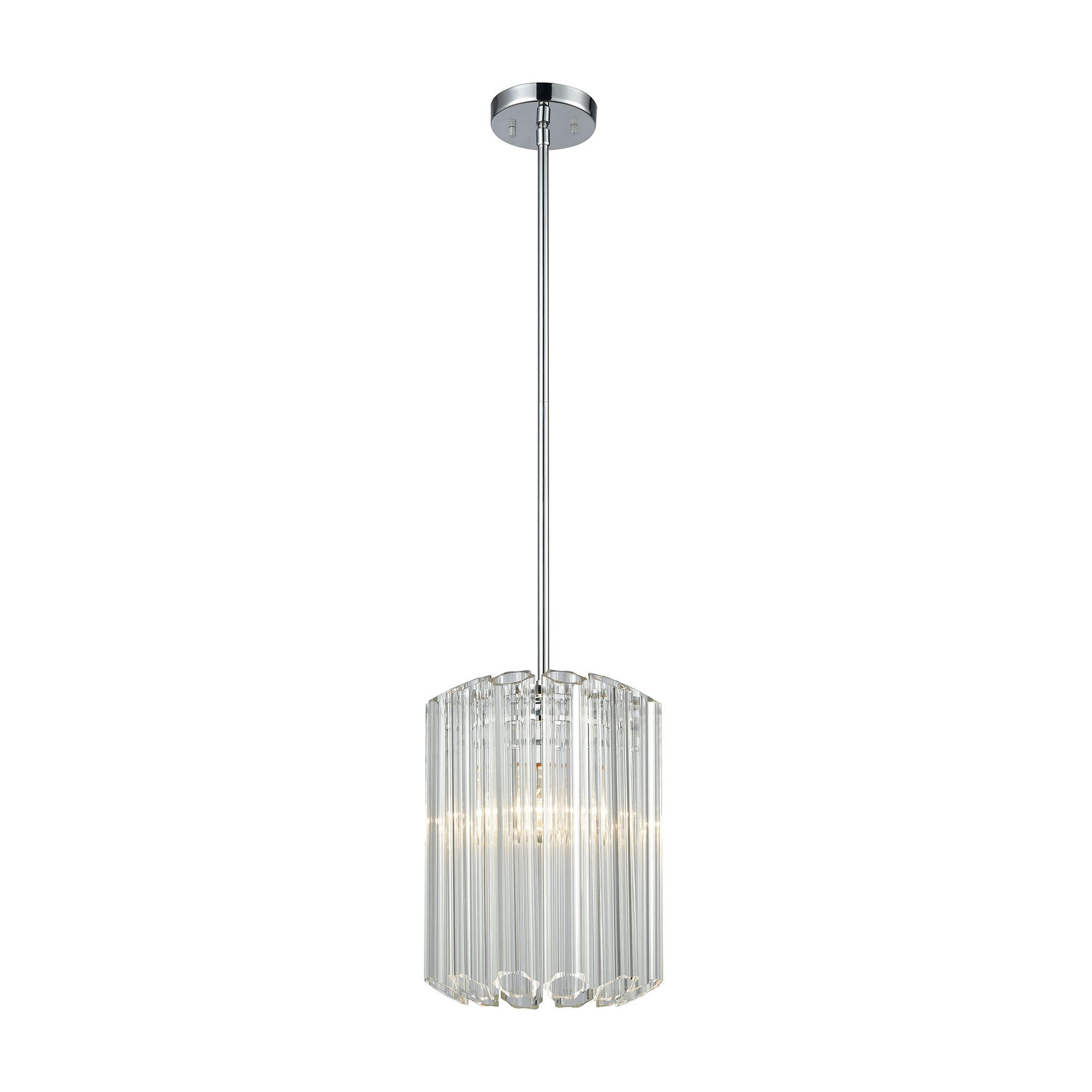Carrington 1-Light Mini Pendant in Polished Chrome with Clear Glass - Modern Ceiling Light Fixture for Kitchen Island, Dining Room & Bedroom Lighting