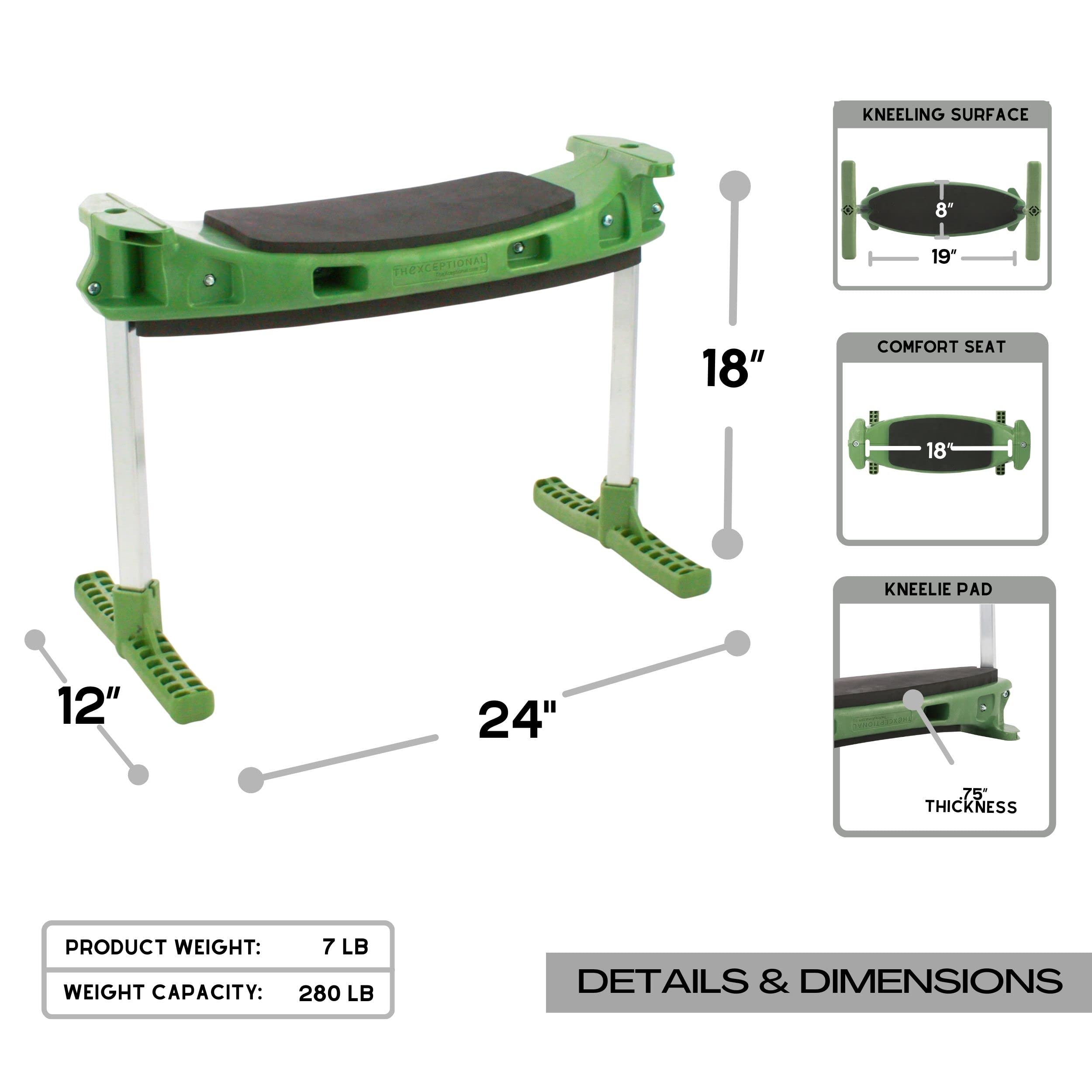 Premium Gardening Kneeler with Tush Pad & Tool Tote Bucket - Comfort Seat Kneeling Pad for Home & Garden - USA Made EX155 Model by Vertex - Perfect for Planting, Weeding & Outdoor Chores