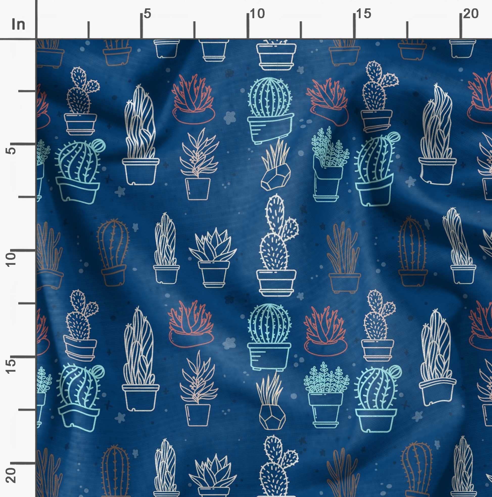 Soimoi Moss Georgette Brown Fabric by The Yard - 42 Inch Wide Cactus Tree Print Fabric for DIY Home Decor, Curtains, Pillows & Clothing - Desert Chic Bohemian Style Printed Cotton Material