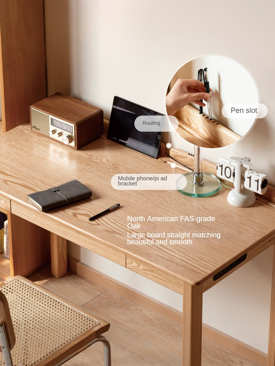 Premium Oak Solid Wood Office Desk - Durable & Stylish Home Office Furniture for Work & Study