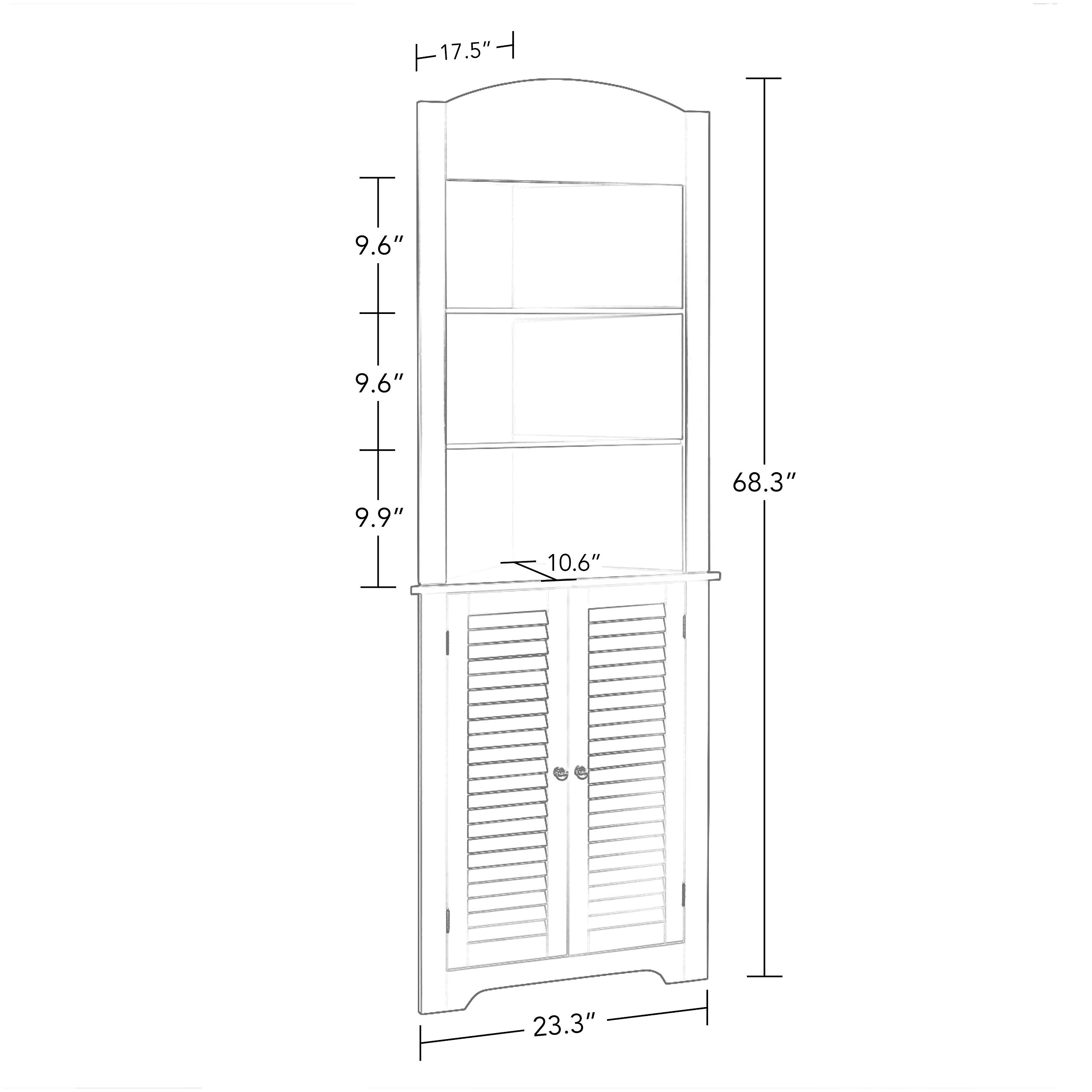 RiverRidge Ellsworth Collection White Tall Corner Cabinet - Storage Solution for Living Room, Bedroom & Home Office