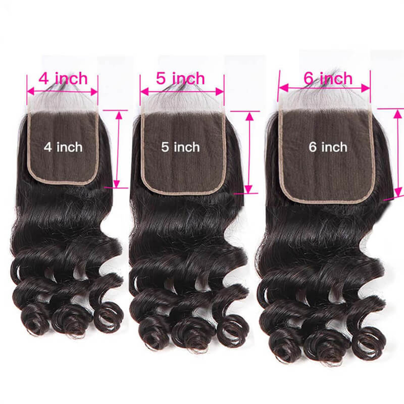 Eullair 100% Human Hair Loose Wave Bundles with Closure 3/4 PCS - 4x4 5x5 6x6 HD Lace Closure - Brazilian Virgin Hair Extensions for Natural Look - Perfect for Daily Wear, Parties & Special Occasions