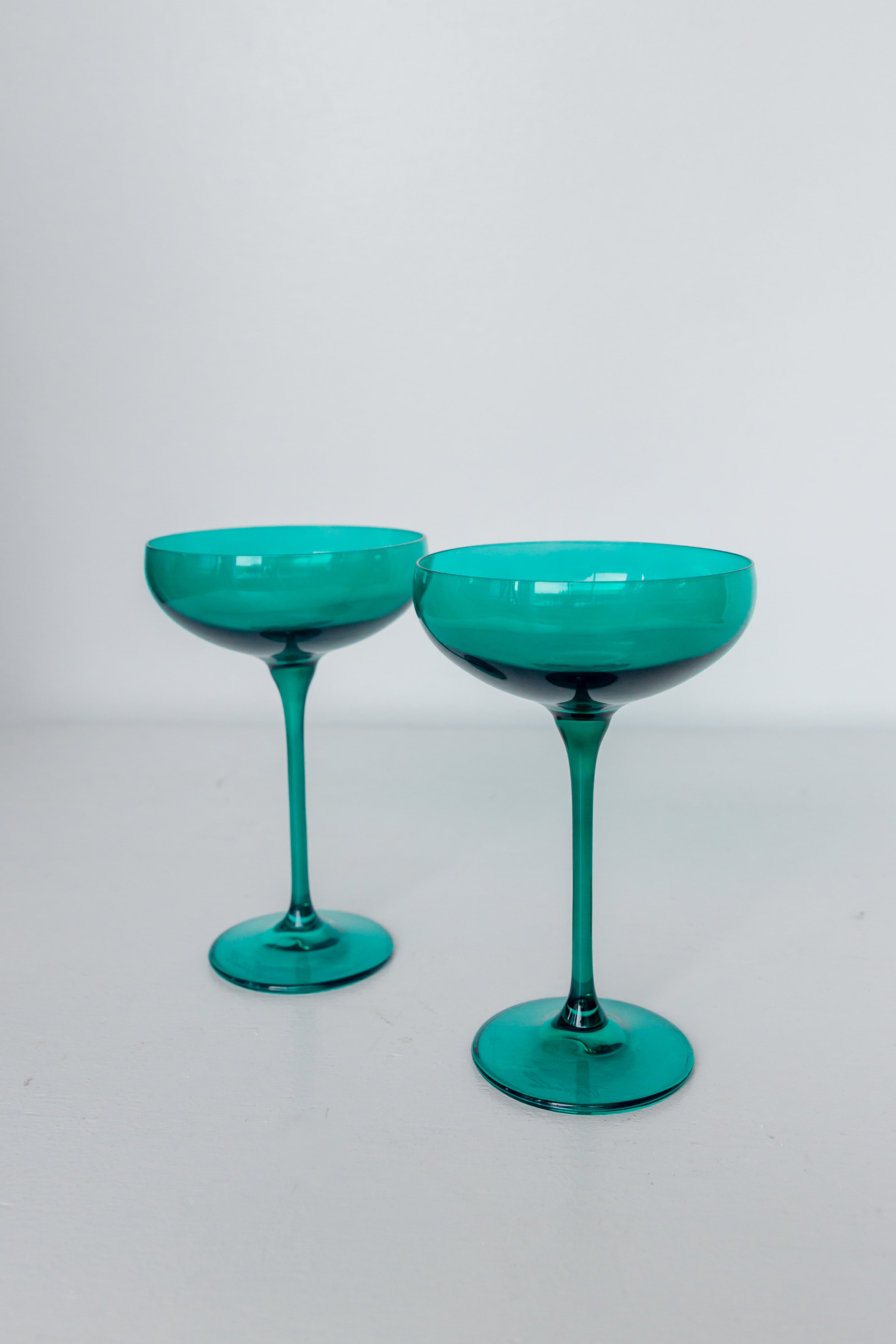 Estelle Colored Champagne Coupe Glasses Set of 2 - Elegant Emerald Green Stemware for Wedding, Party & Home Bar Decor - Vintage Cocktail & Dessert Serving Glasses