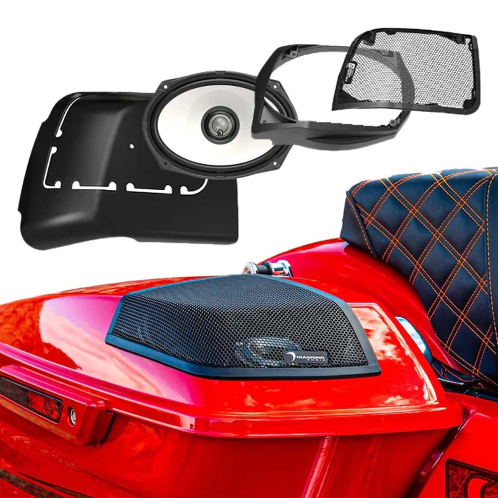 Diamond Audio MSHXM692LK Harley Davidson Cut In Lid Kit with HXM69F2 2Ω Speakers & MICRO2V2 2-Channel Class D Amplifier - Perfect for Harley Davidson Motorcycle Audio Upgrades (2014-2023 Models)